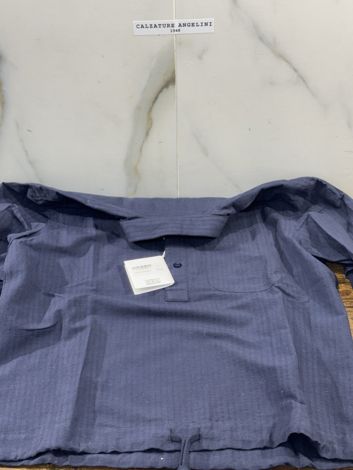 Salvatore Piccolo Napoli Polo Camicia Blu Top Italian Quality Misto Lino Uomo S