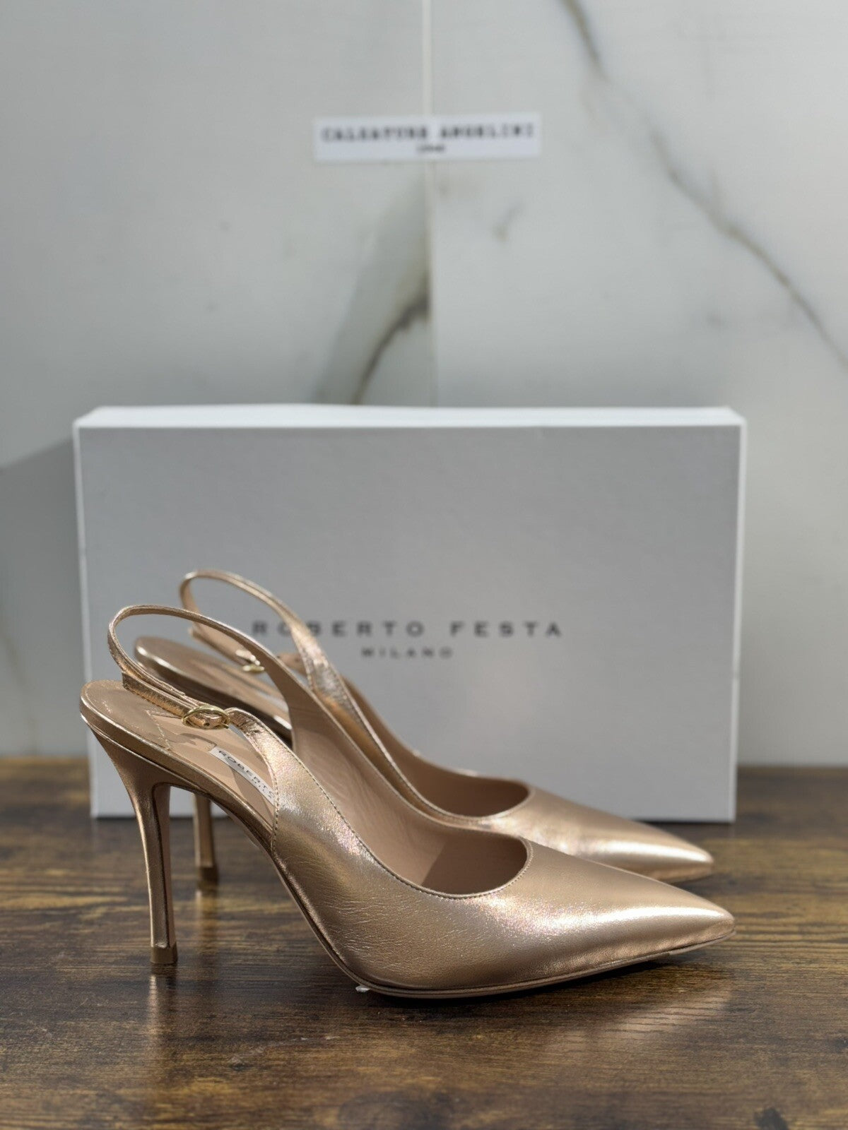 Roberto Festa Milano Sandalo Sling Back Donna Pelle Rame Casual 40