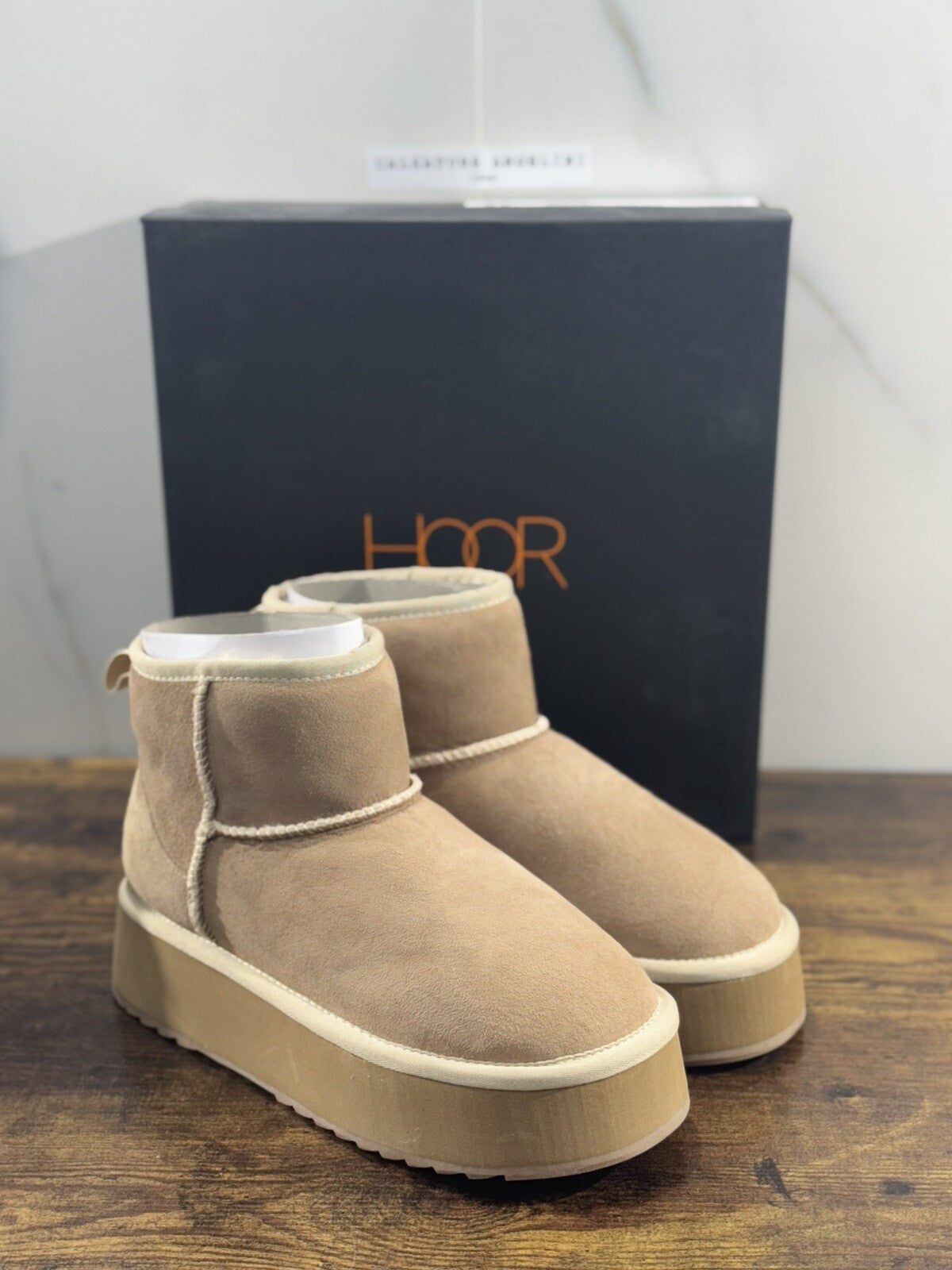 Hoor Stivaletto Donna Vega Suede Taupe Zeppa Extra Light 36