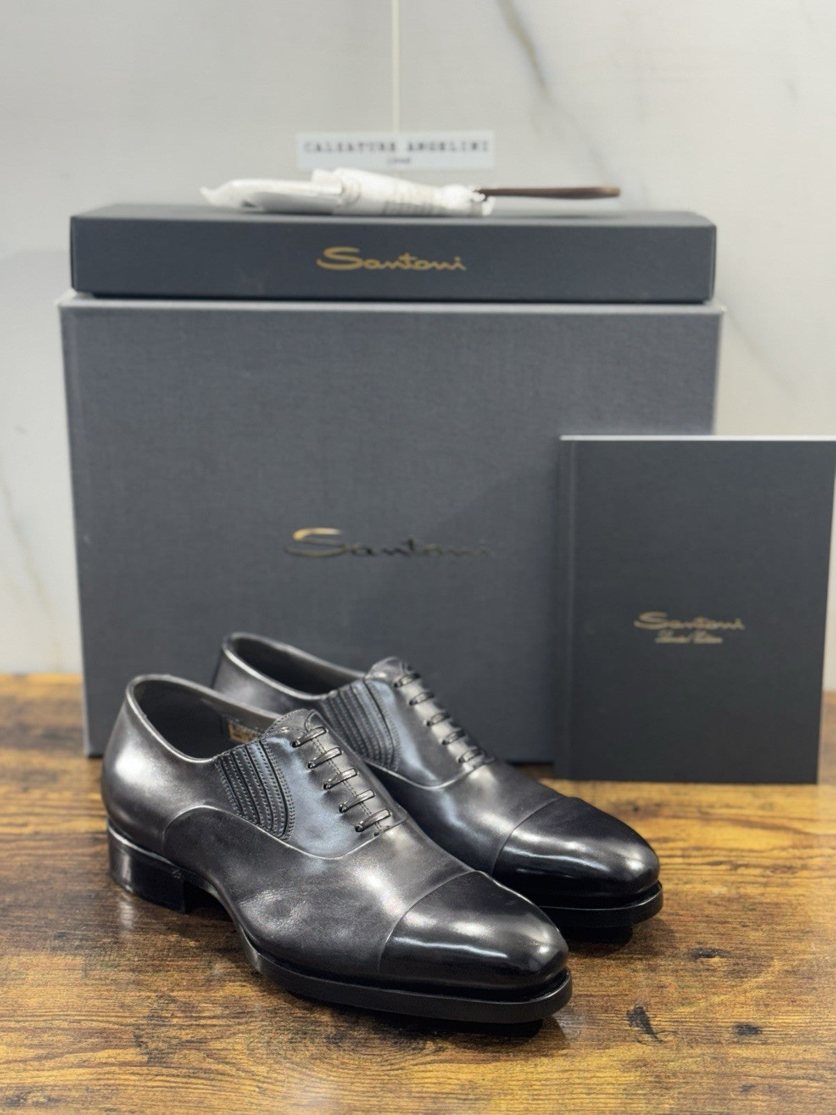 Santoni Stringata Limited Edition Box Grey Luxury Handmade Santoni Uomo 39.5