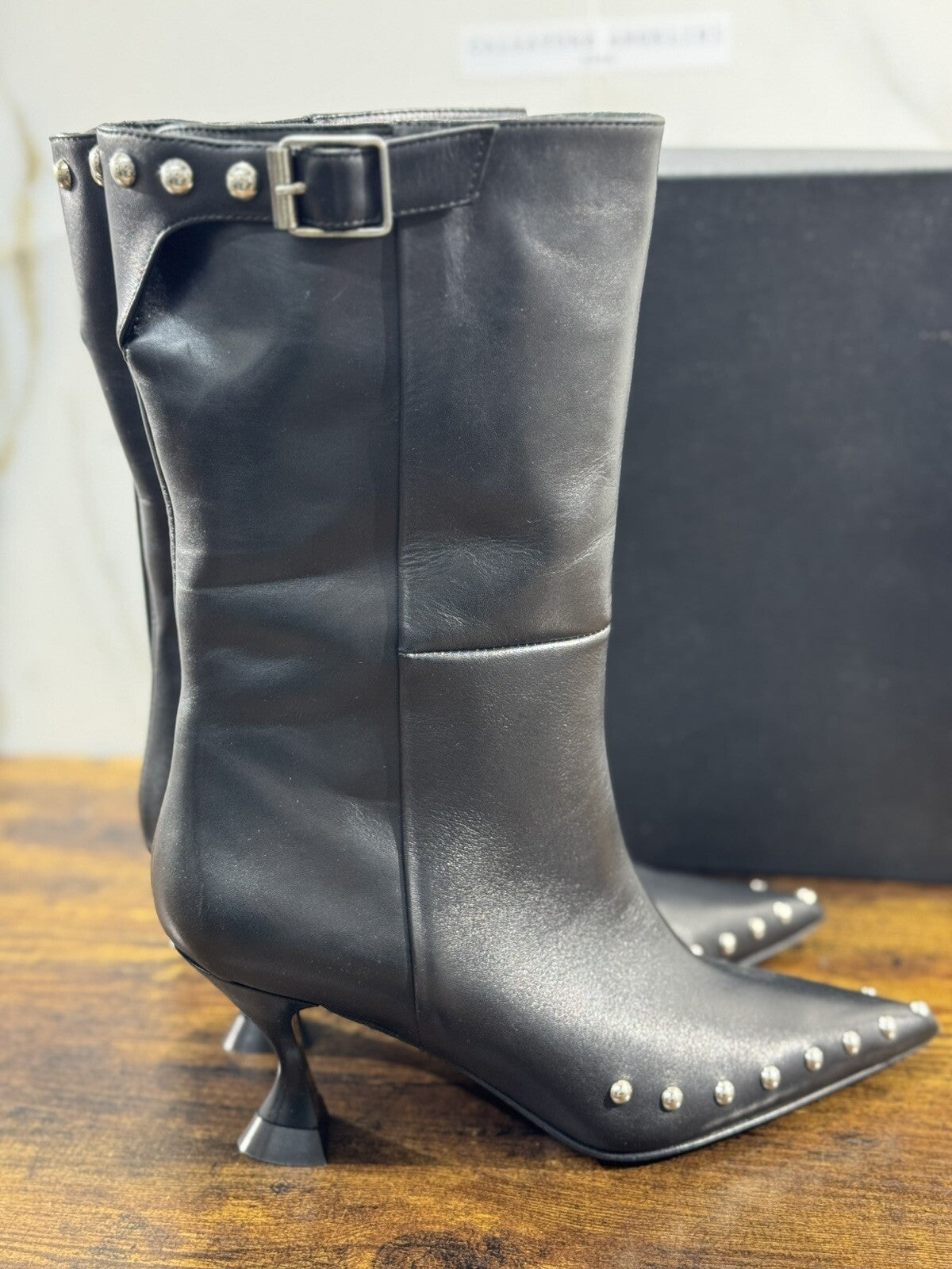 Strategia Stivale Donna Pelle Nero Luxury Woman Boot Strategia 38.5