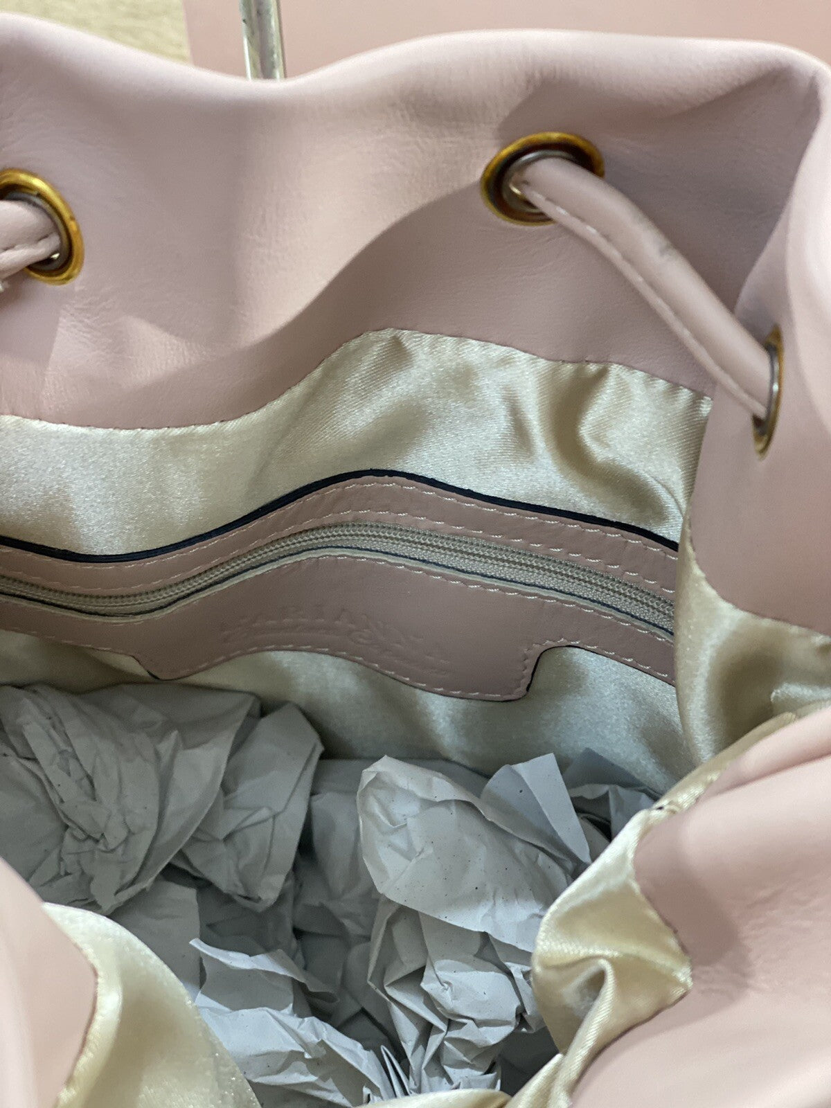 L’arianna Borsa donna in pelle Rose Plisse secchiello made in italy pelle
