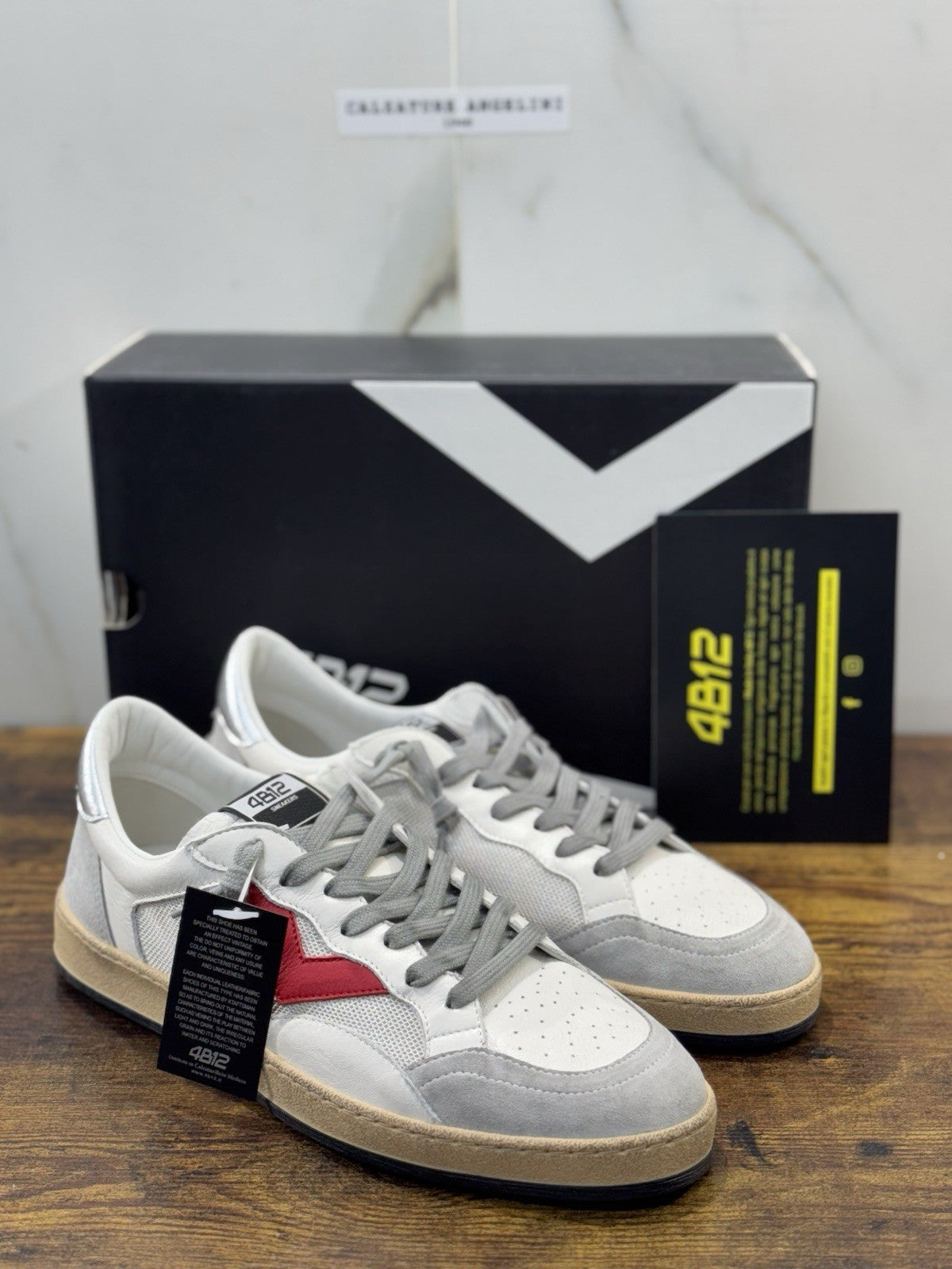 4B12 Sneaker Play New Grigio Silver Rosso Casual Uomo 43