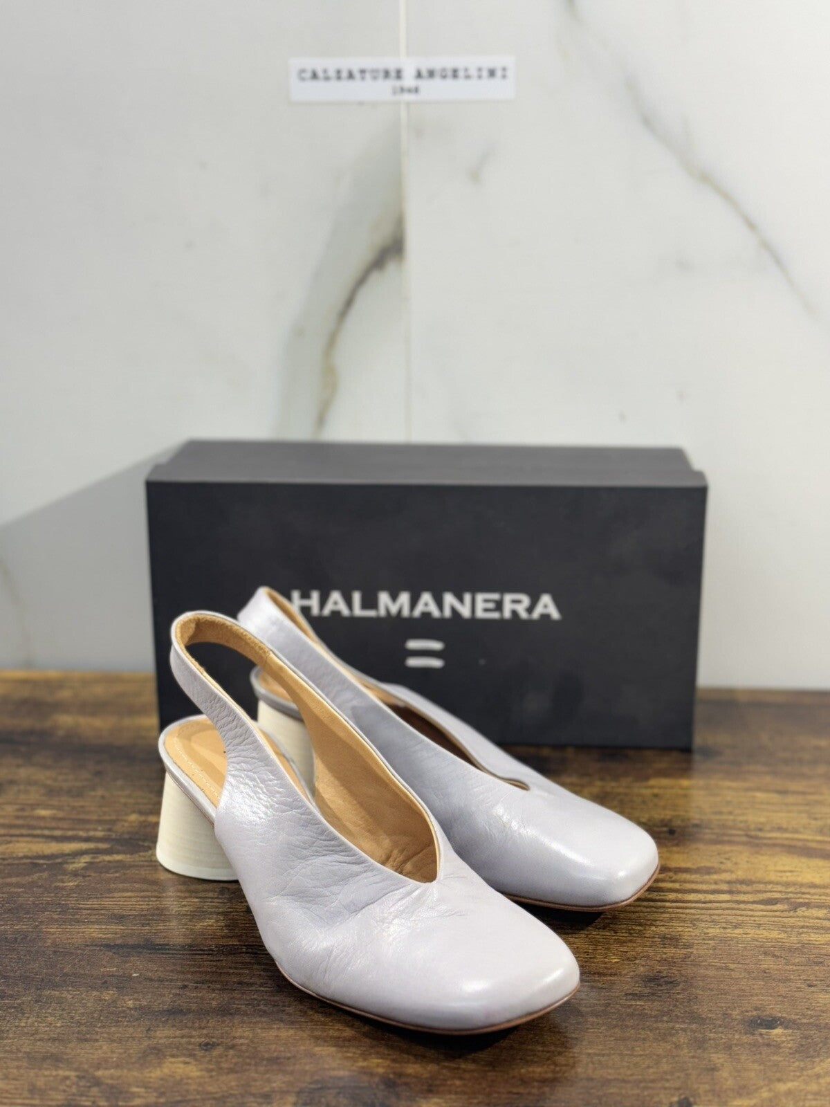 Halmanera Sling Back Donna In Pelle Lilac Soft Luxury Shoes 36