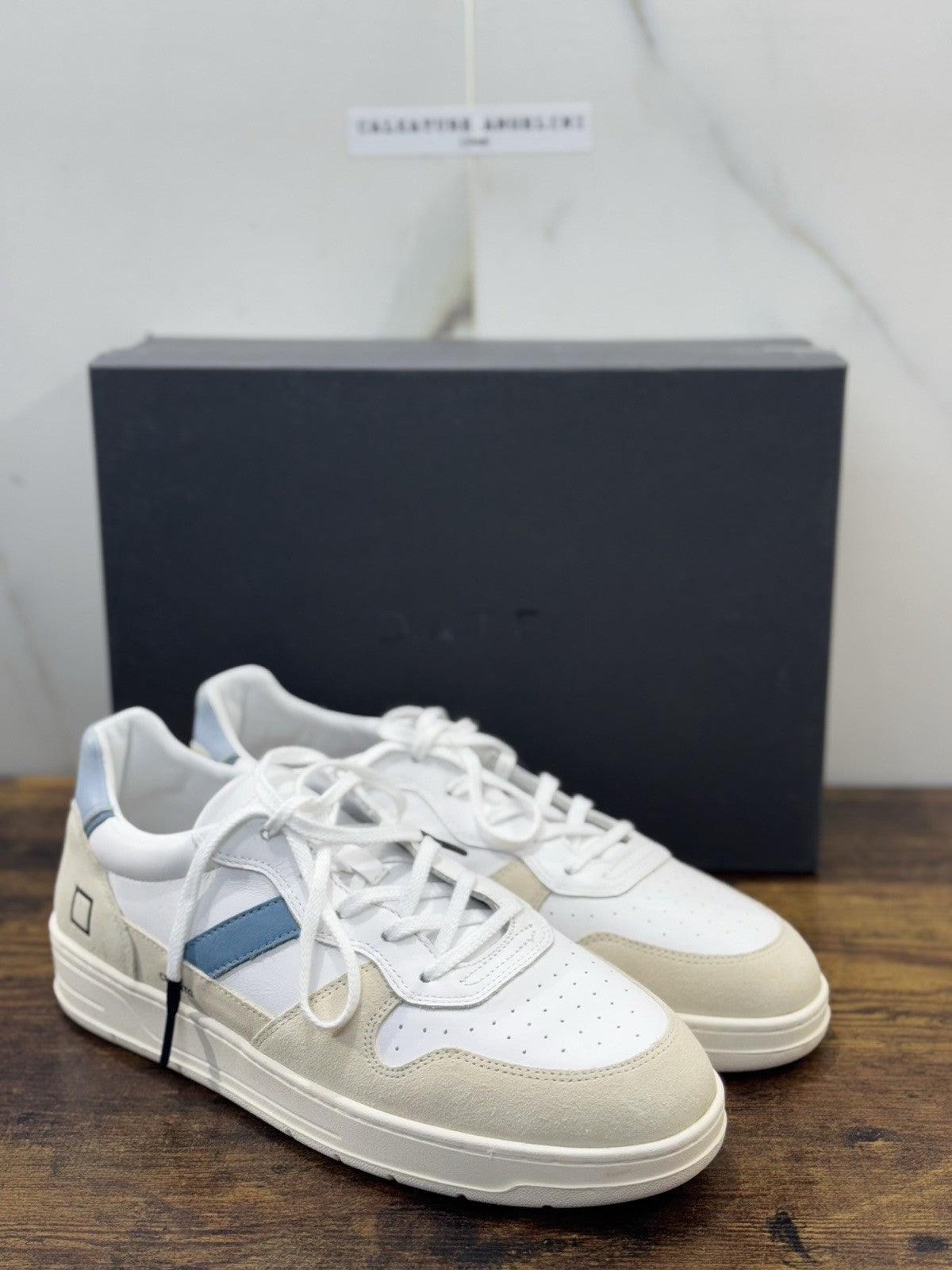 D.A.T.E Court 2.0 Sneaker Pelle Bianco Sky Casual Uomo 44