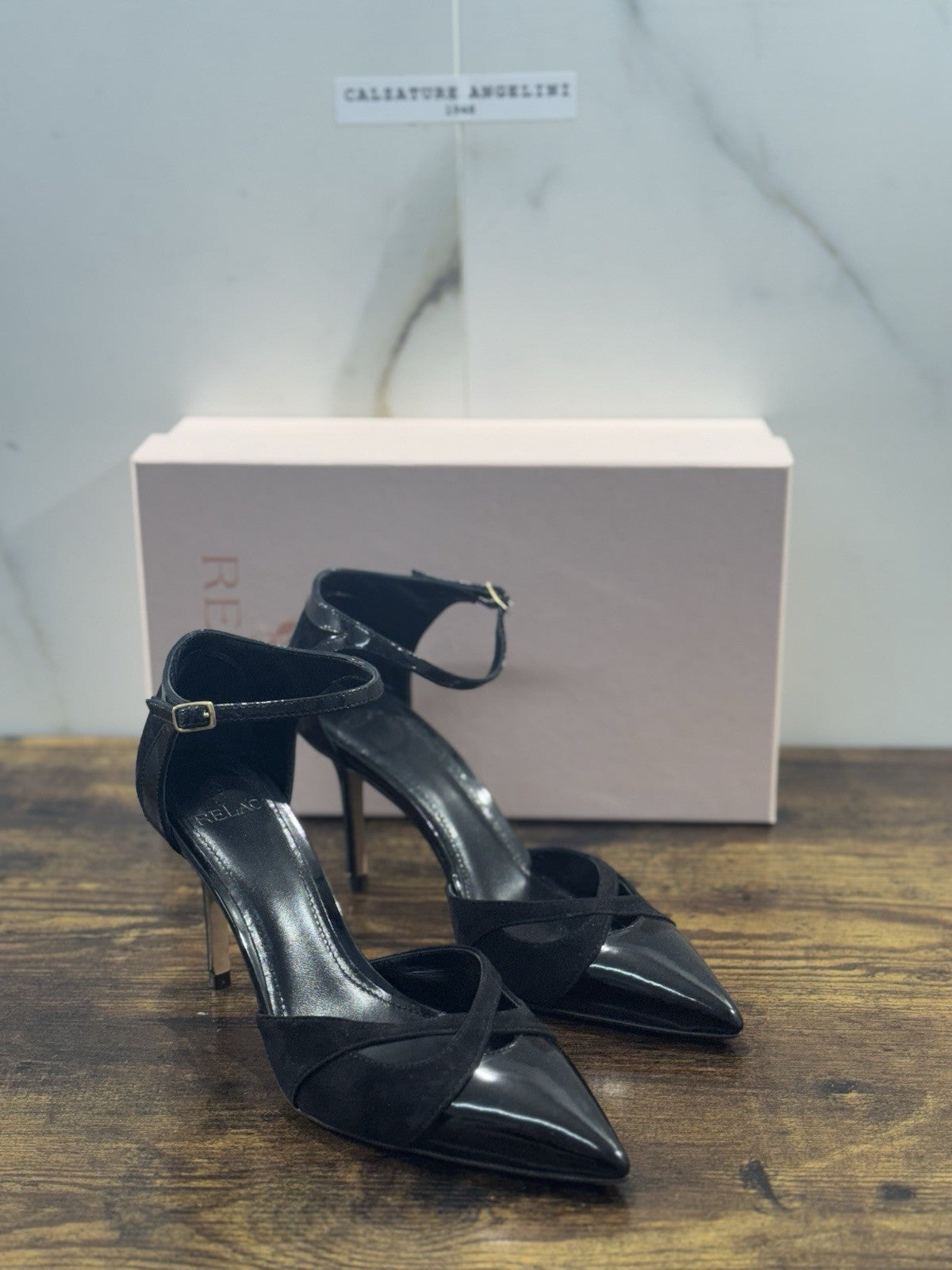 Relac Décolleté Sling Back Pelle Nero Luxury Made In Italy Donna 39