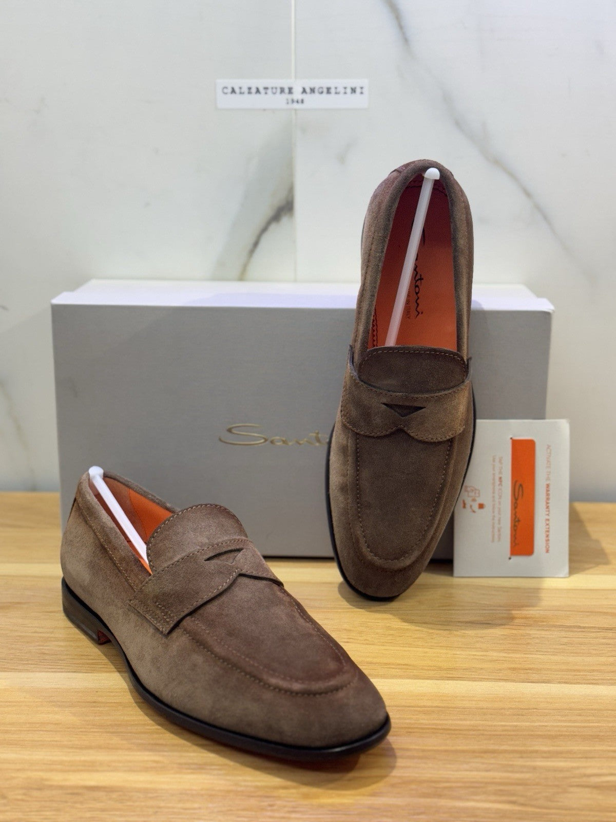 Santoni Mocassino Fondo Cuoio Suede Sabbia Luxury Santoni Uomo 42
