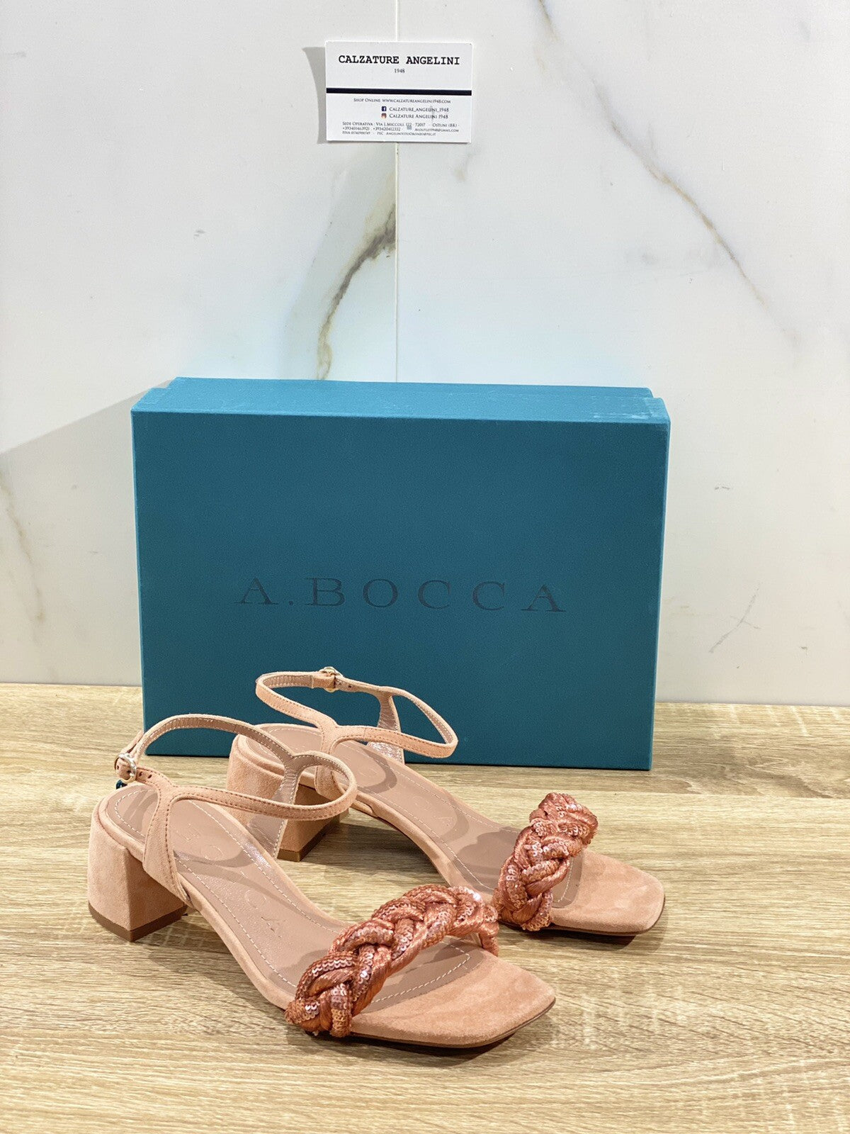 A.Bocca Sandalo Donna AB2111A In Suede Salmone Luxury Woman Sandal 37