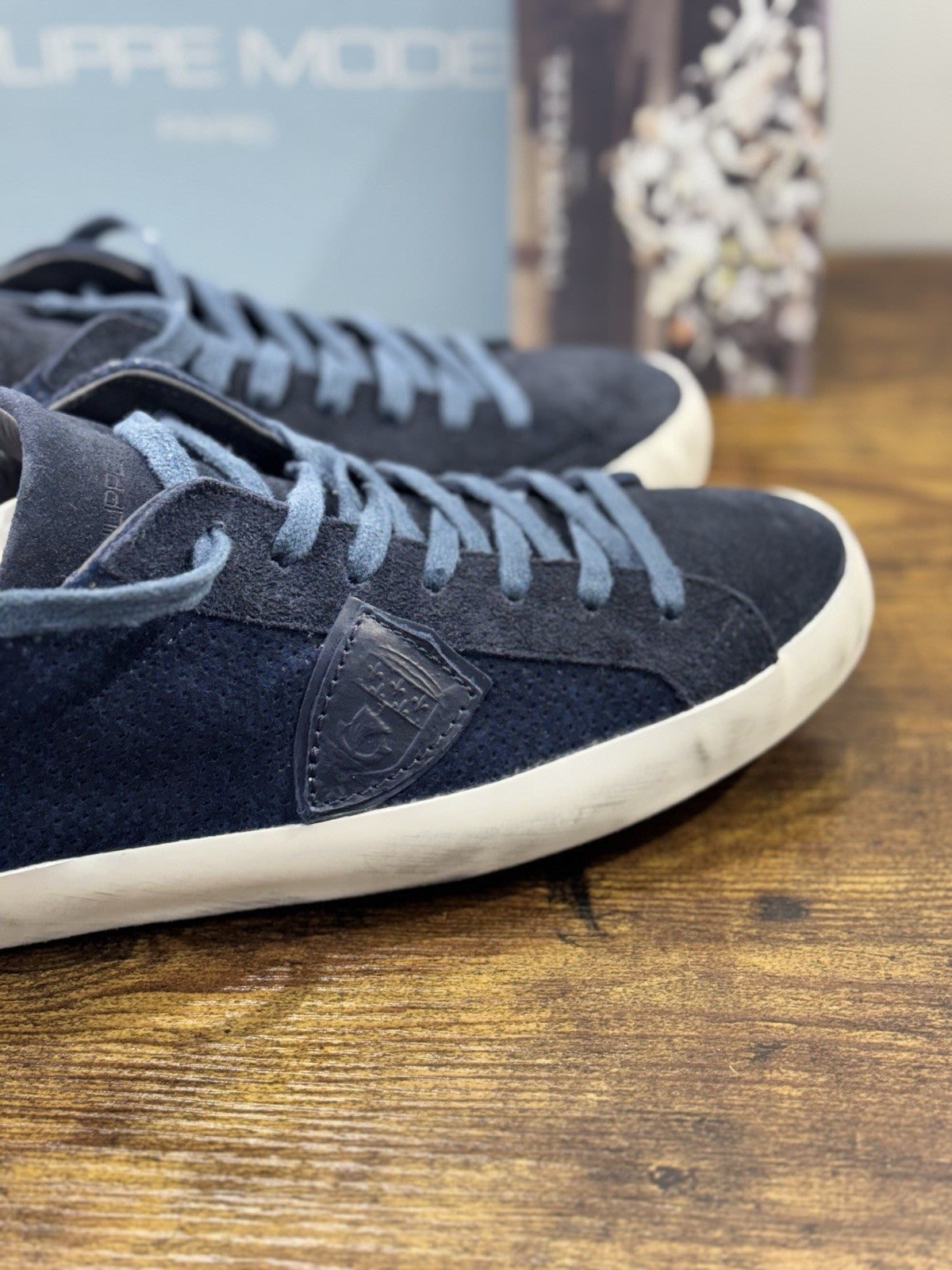 Philippe Model Sneaker Uomo Classic Low Suede Blu 44