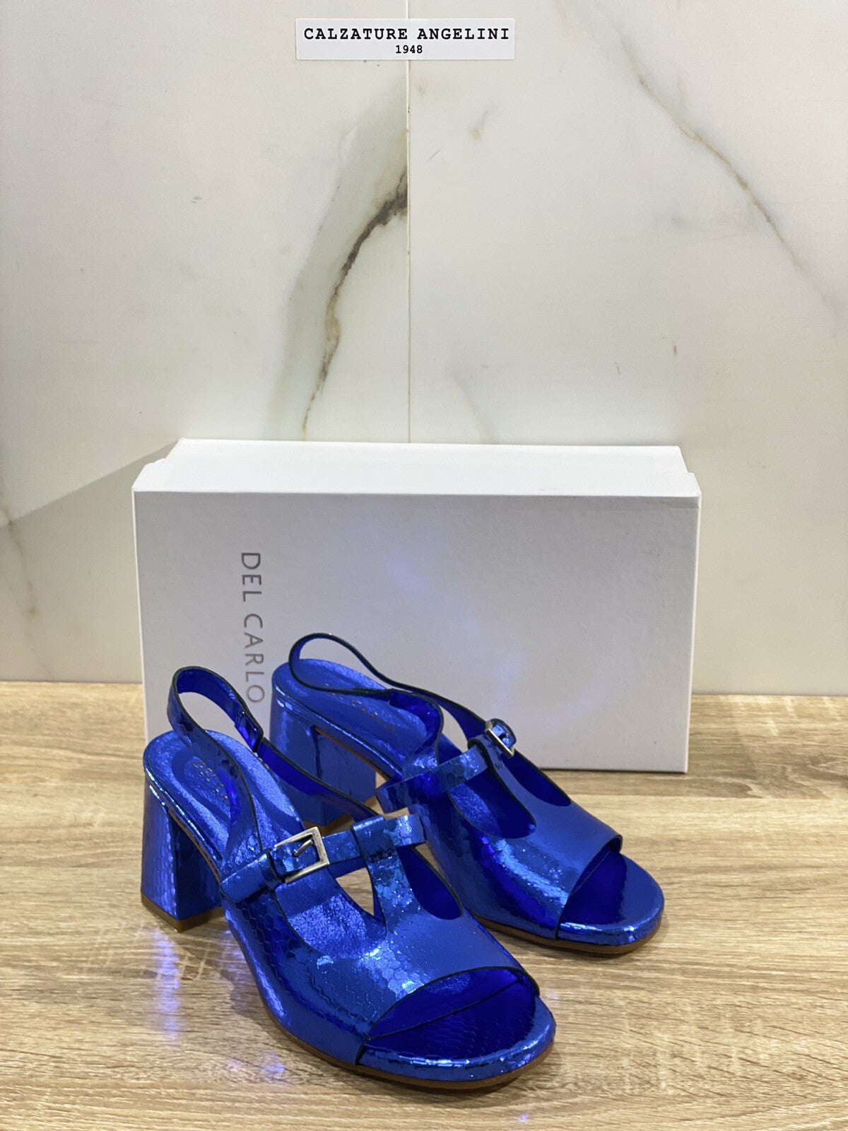 Del Carlo Sandalo Donna Doha In Pelle Blu Luxury Woman Sandal 37