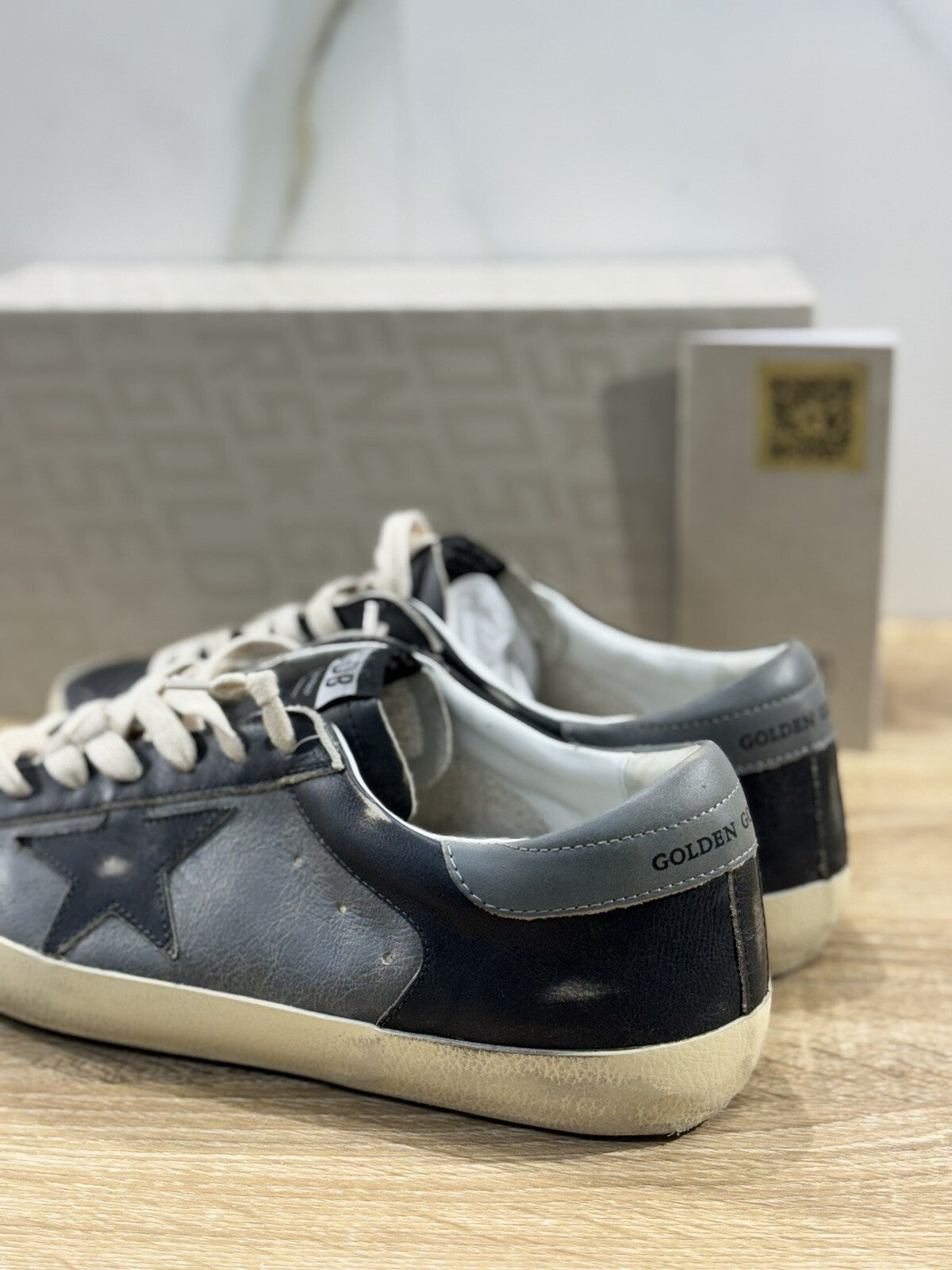 Golden Goose Sneaker Uomo Super Star Nero Grigio Pelle Luxury Men Sneaker 46