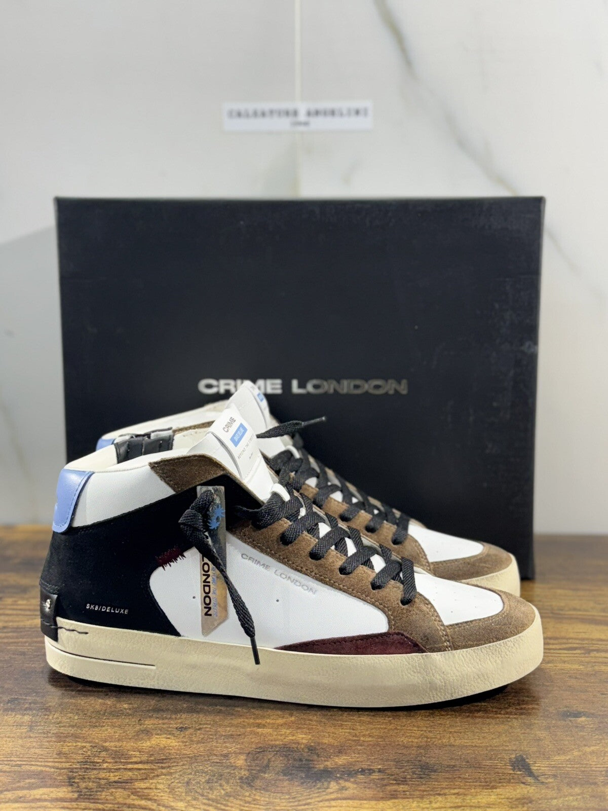 Crime London Sneaker Uomo SK8 Deluxe MidBianca Pelle Casual Men Shoes 43