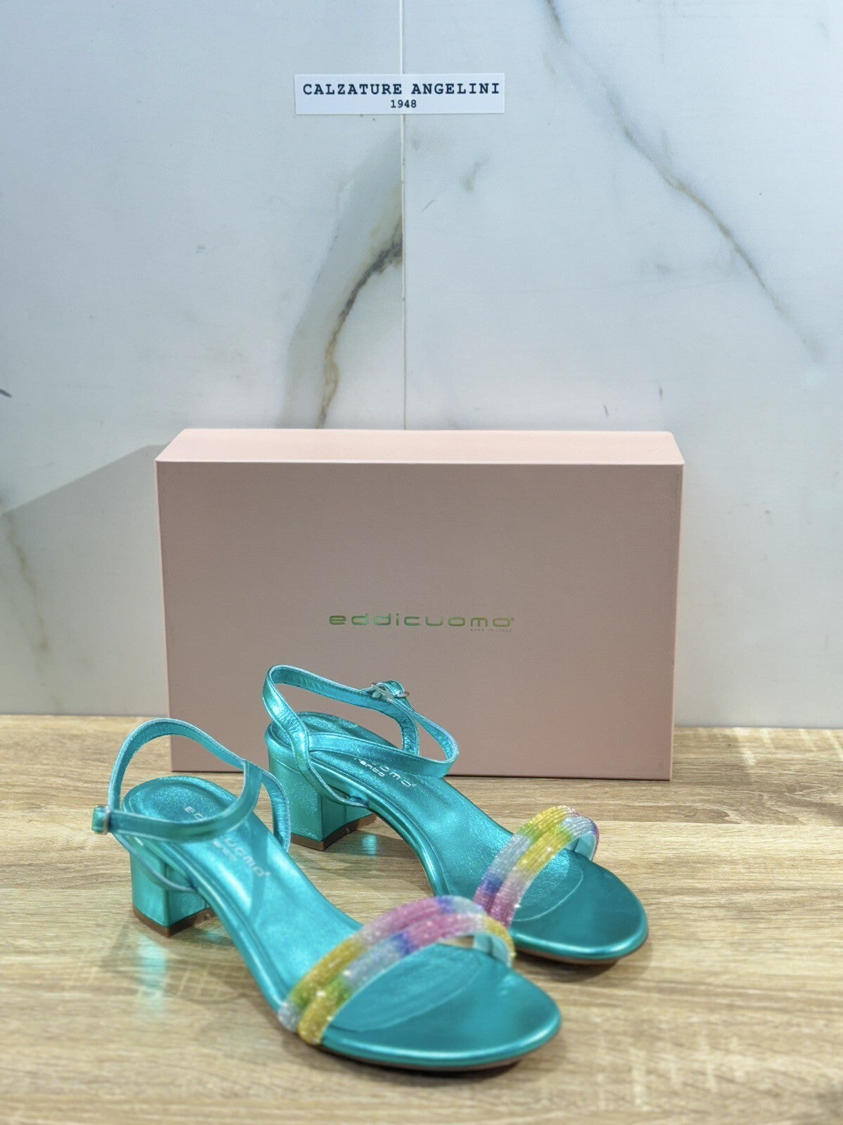 Eddi Cuomo Luxury Sandals Donna In Pelle Azzurro Fatti A Mano Handmade 39