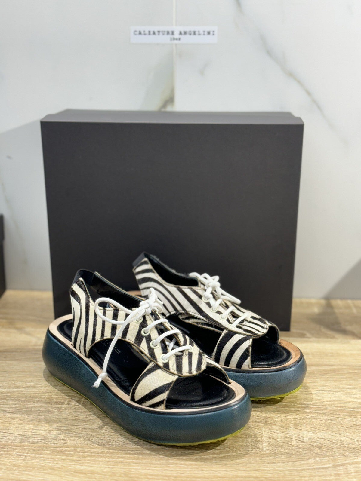 Duca D’ascalona Sandalo Beth Donna Fatto A Mano Pelle Cavallino Zebra 39
