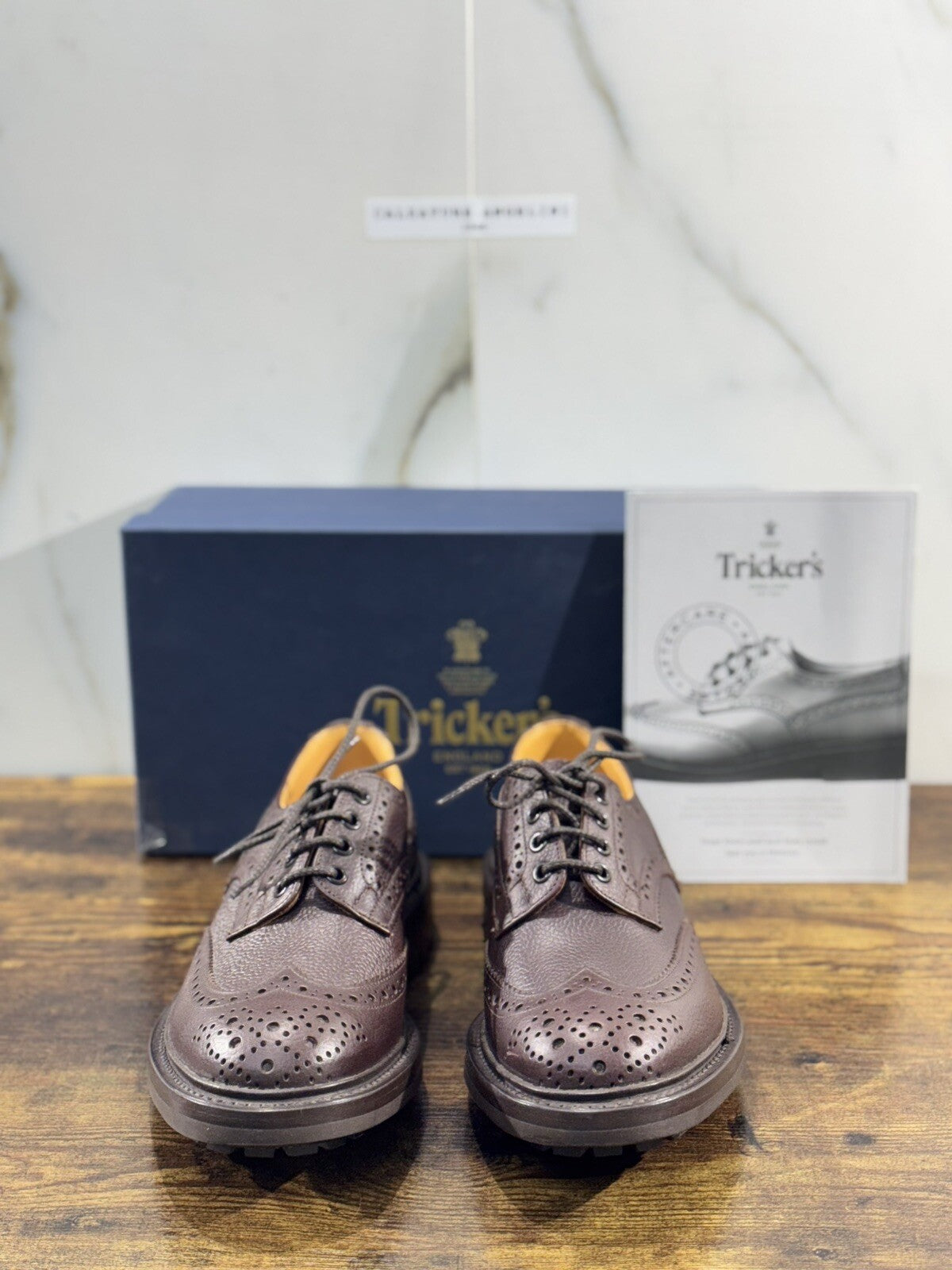 Tricker’s Scarpa Uomo Ilkley Brogue Brown Goodyear Commando 40.5