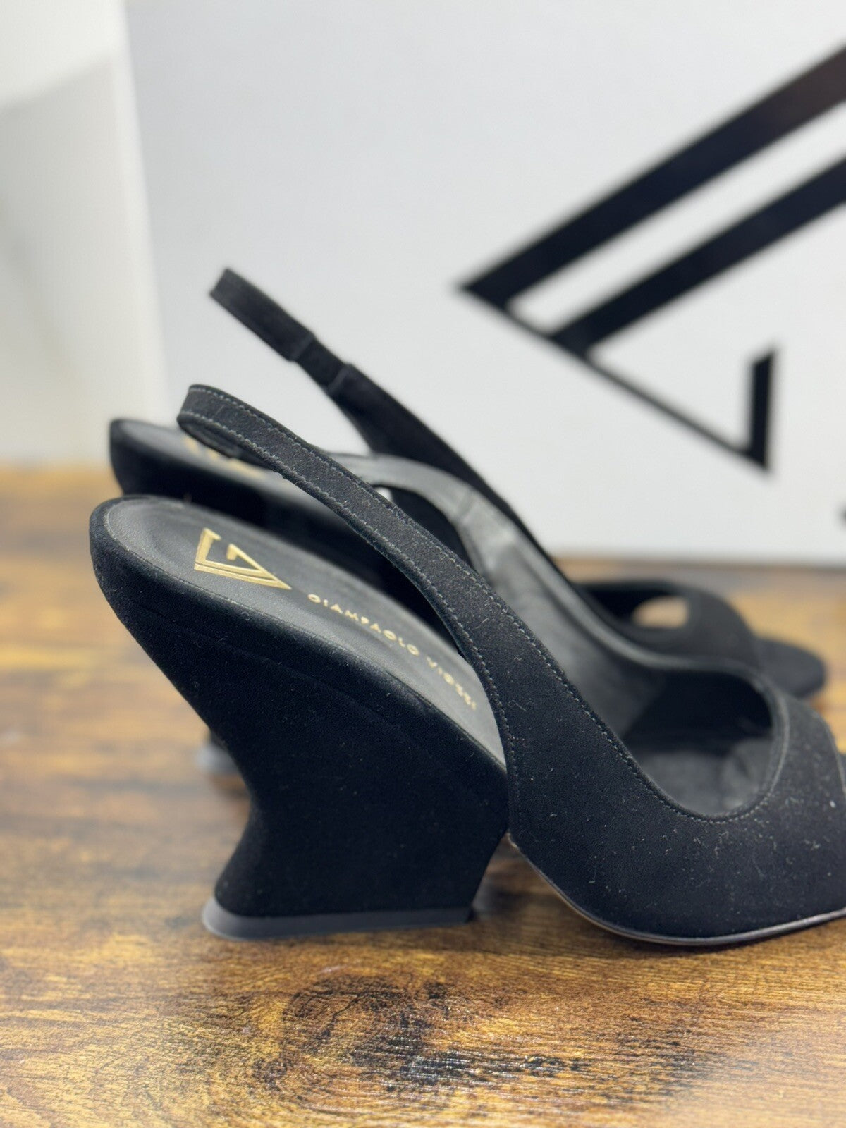 Giampaolo Viozzi Sandalo Donna Suede Nero Zeppa Luxury Woman Sandal 37