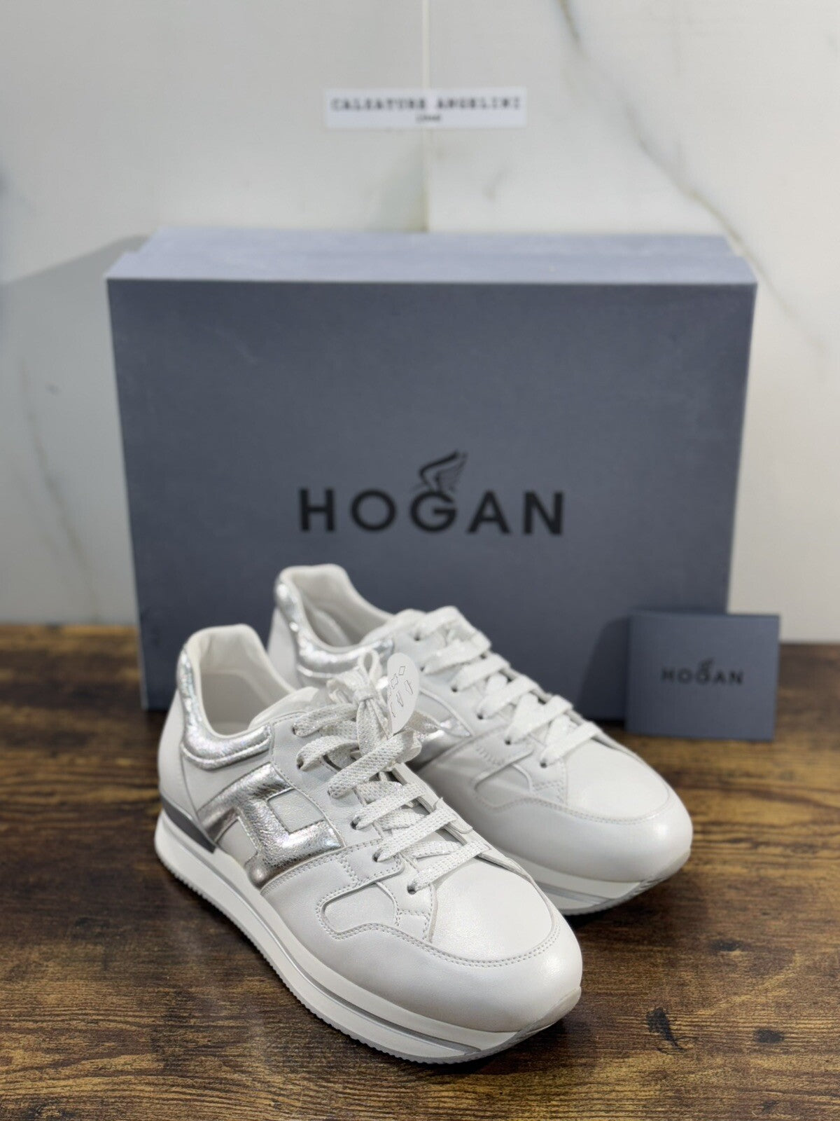 Hogan H222 sneaker Donna extra light Argento Bianco pelle 36