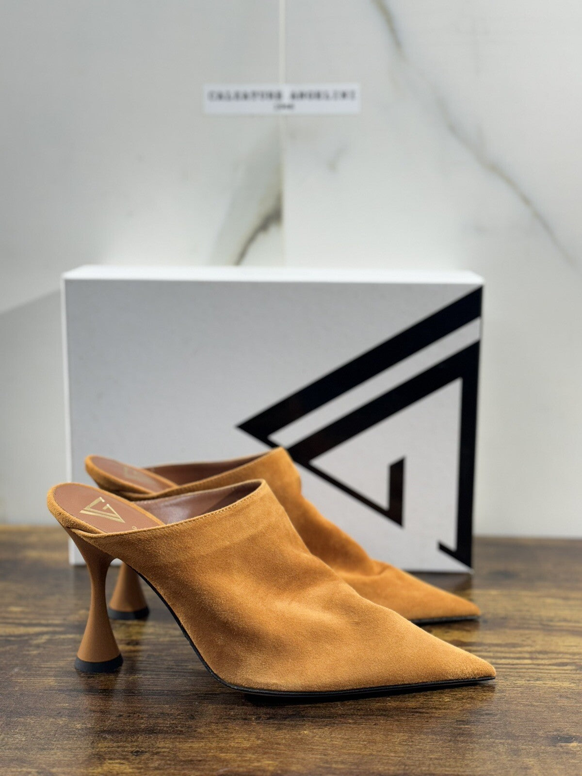 Giampaolo Viozzi Sabot Donna Suede Cuoio Tacco Luxury Woman Sandal