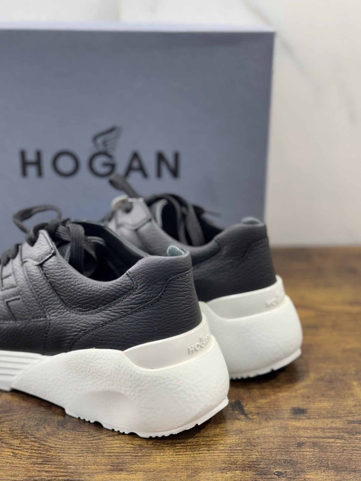 Hogan H443 Active One Memory Foam Pelle Nero Uomo 44