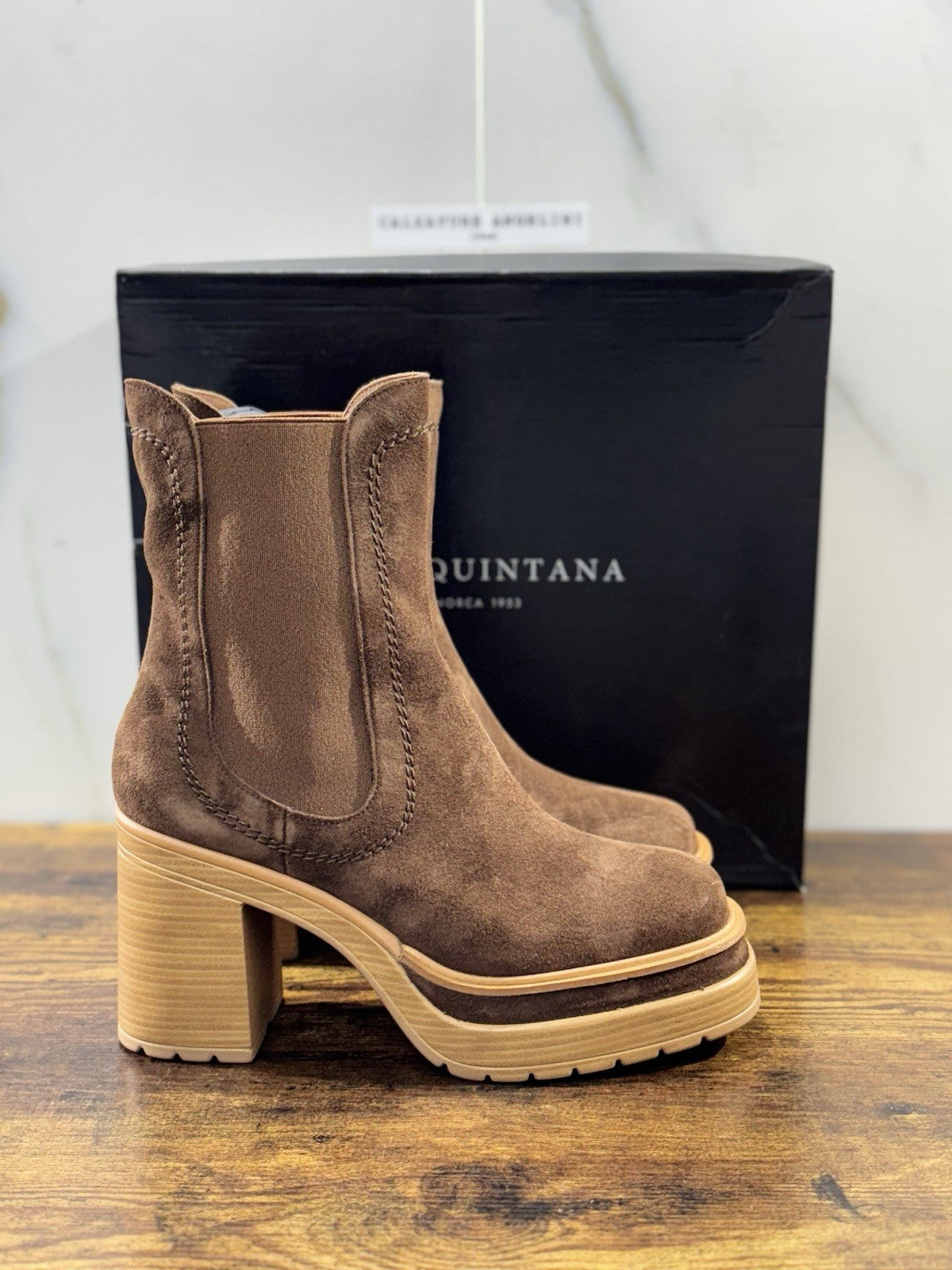 Pons Quintana Stivaletto Donna Suede Ebano Con Tacco Luxury Boot 36