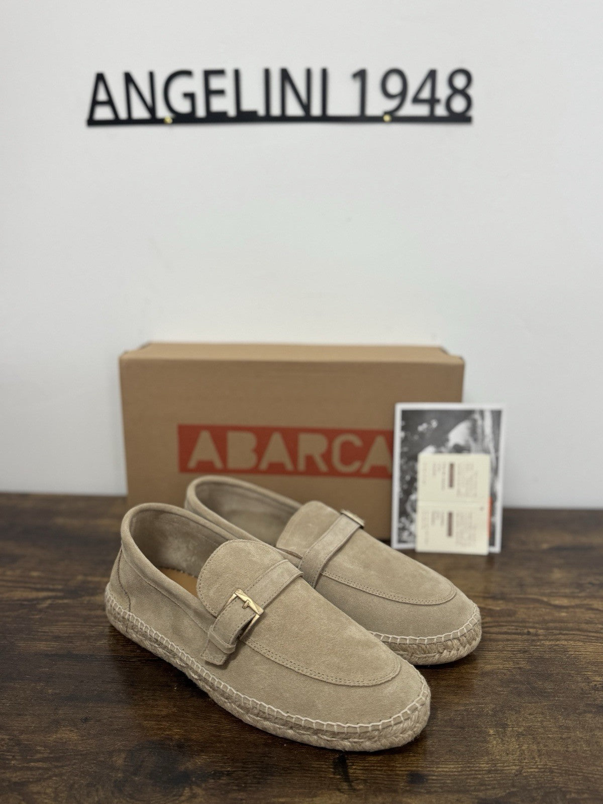 Abarca Espadrilles Suede Beige Mocassino Casual Uomo 42