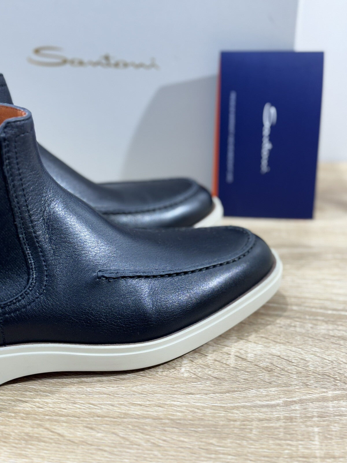 Santoni Stivaletto Uomo Chelsea Boot Pelle Nero Luxury Men Boot Santoni 39