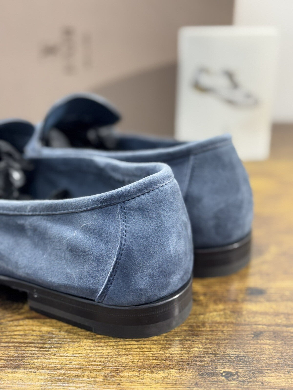 Fabi Mocassino Uomo Pelle Blu Suede Goodyear Handmade Fabi Handmade Loafer 43