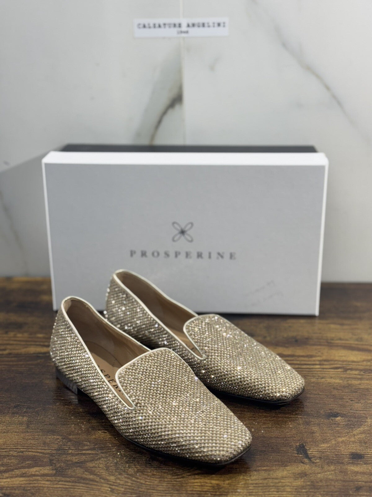 Prosperine mocassino donna in Oro Strass luxury made in italy 37