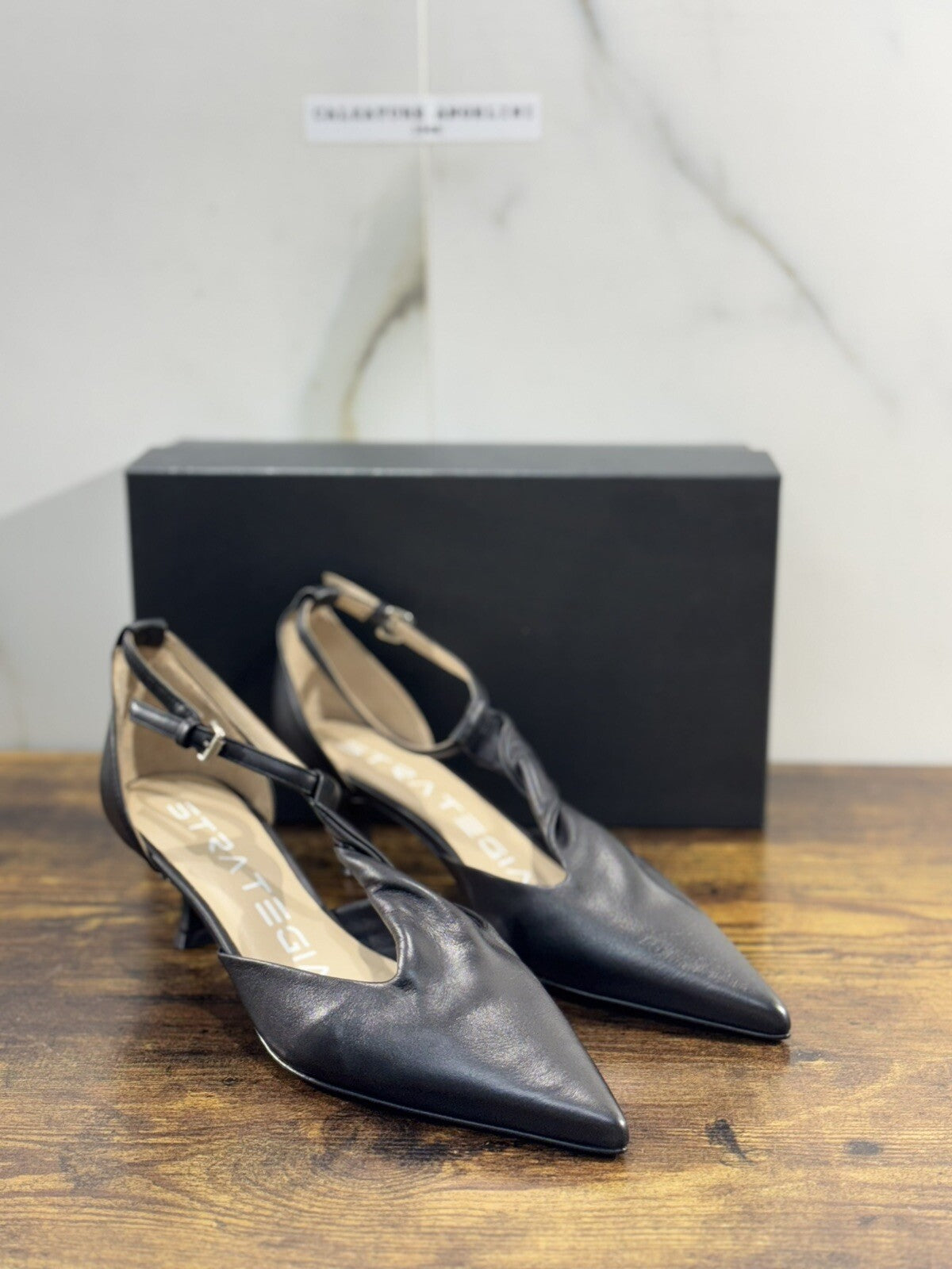 Strategia Scarpa Donna Pelle Nero Luxury Woman Shoes Strategia 40