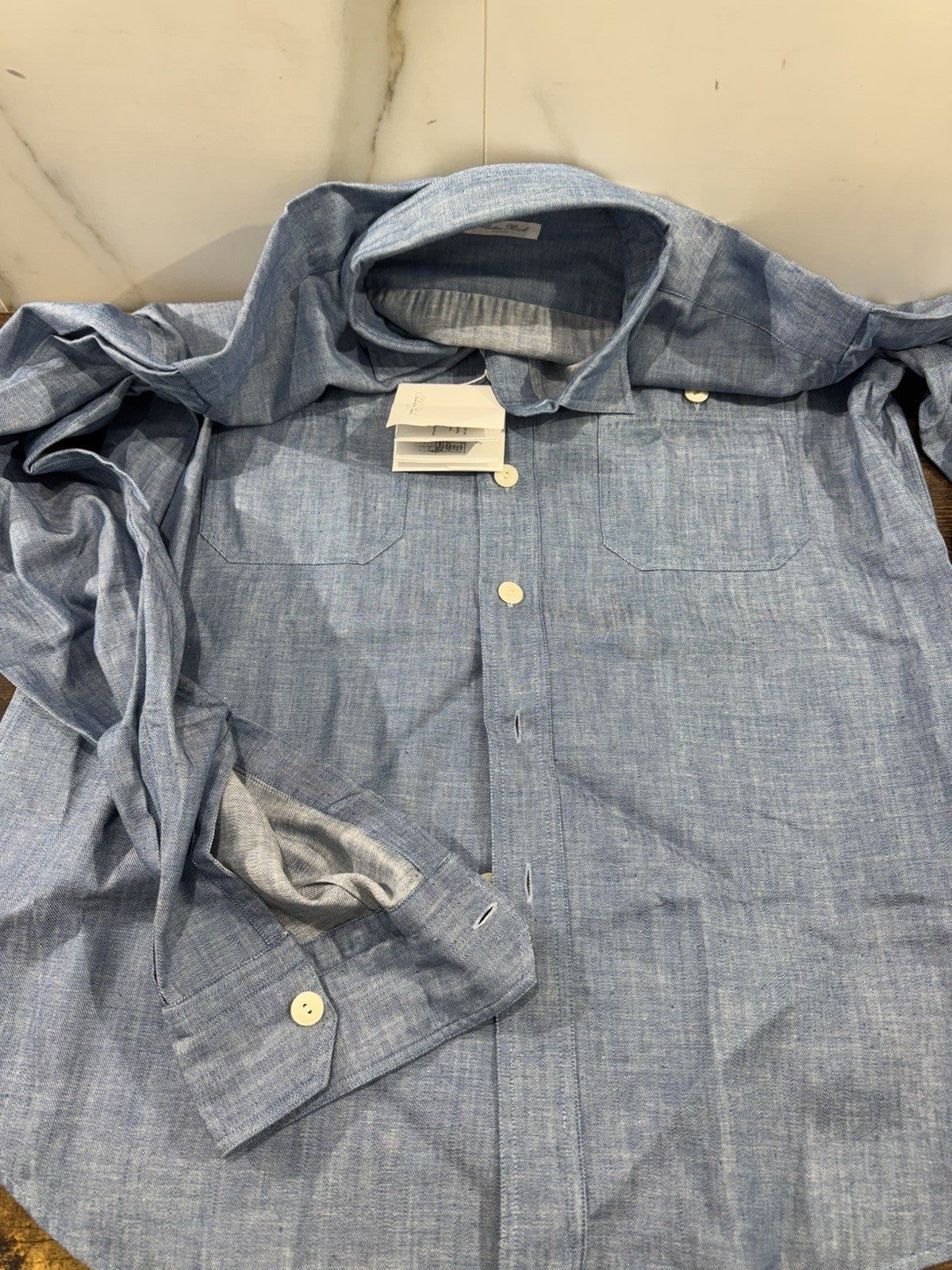 Salvatore Piccolo Napoli Denim Camicia Top Italian Quality Tasche 42