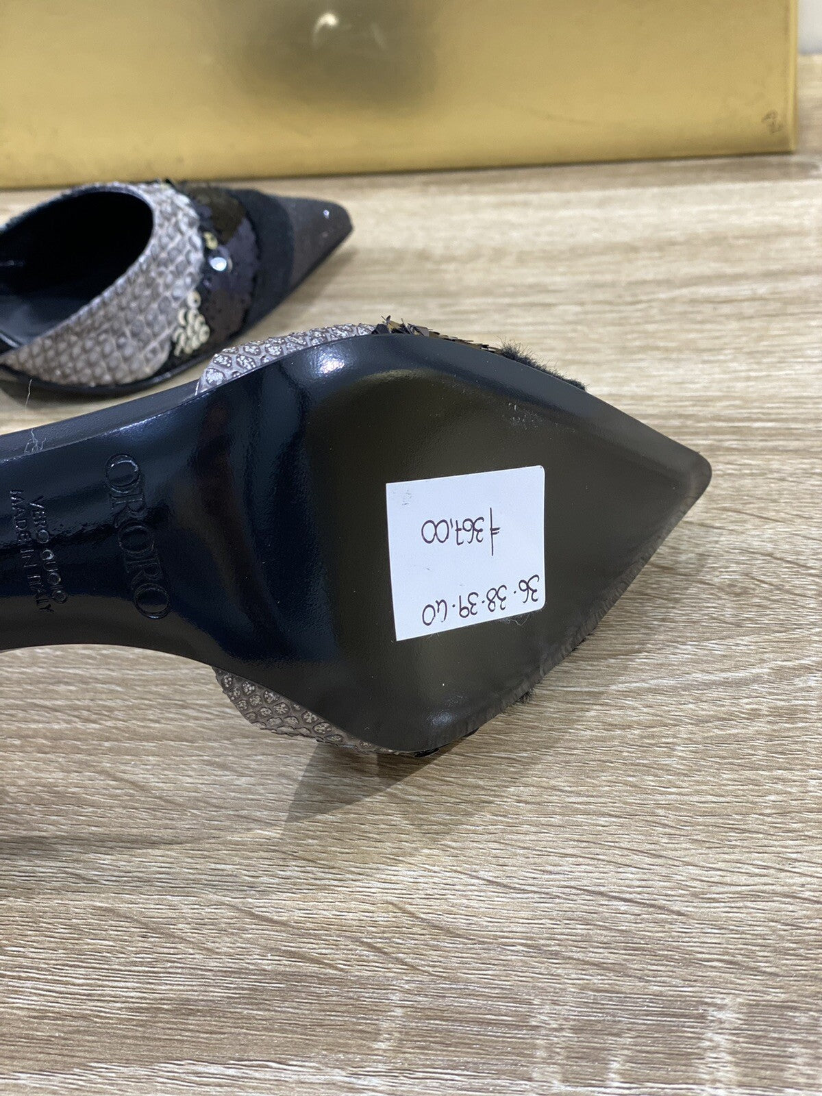 Ororo Sandalo donna 1055 Pelle e paiettes nero luxury sandal 36