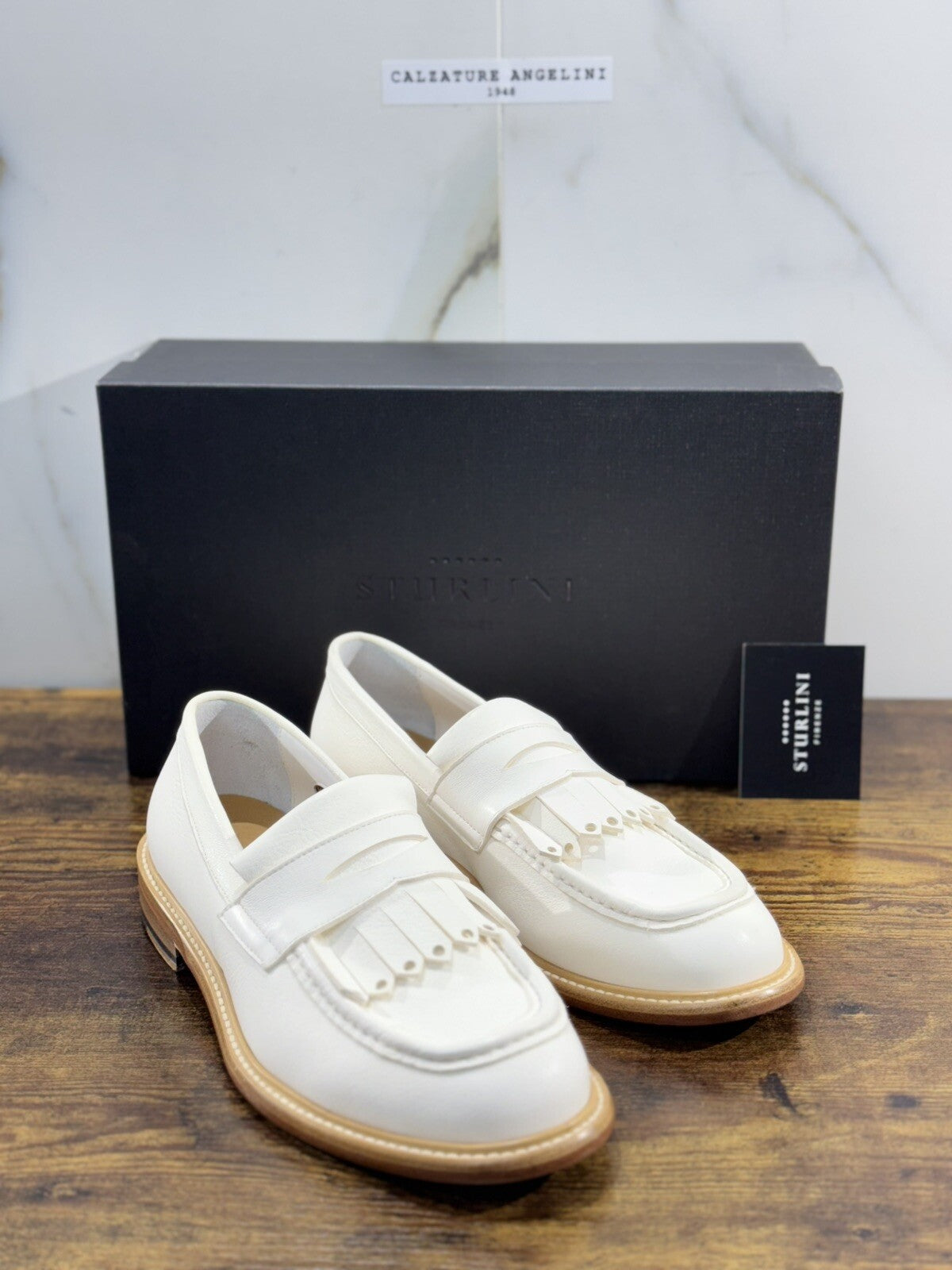 Sturlini Firenze Mocassino Uomo Pelle Bianco Luxury Craftmanship Men 40