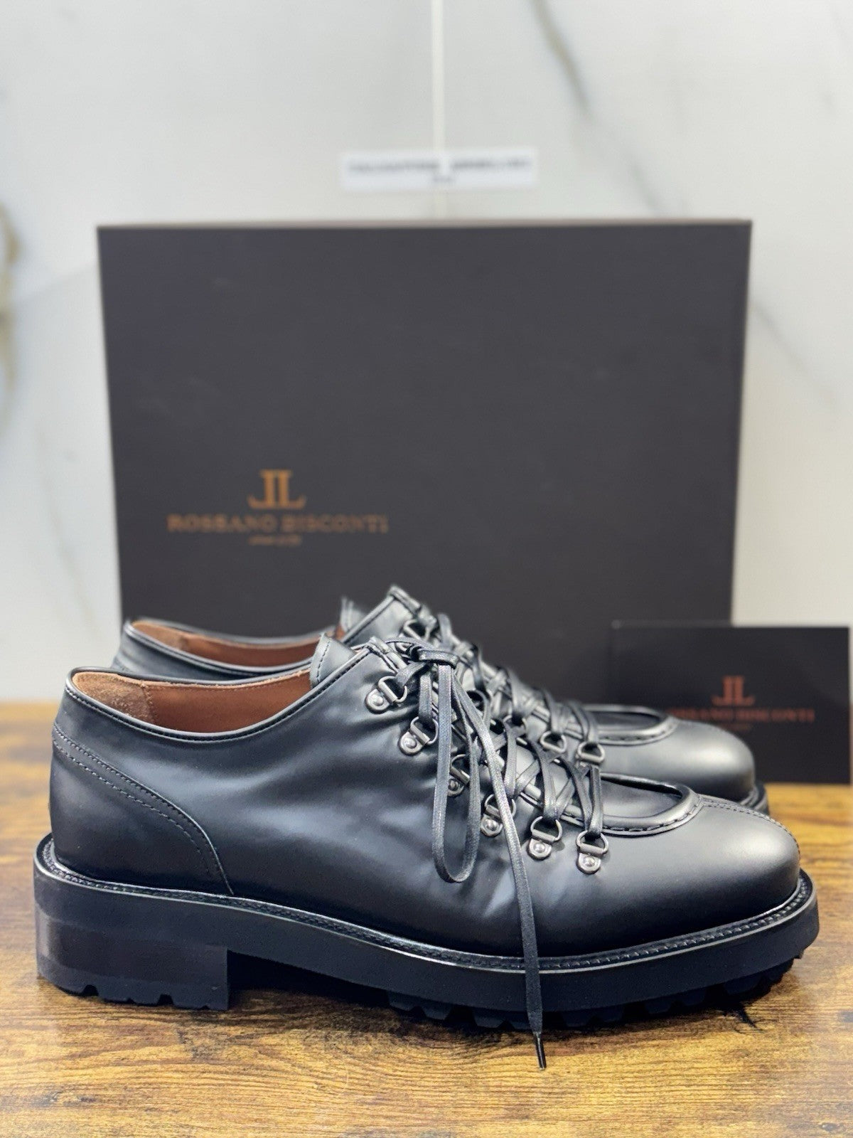 Rossano Bisconti Pedula Uomo Pelle Nera Fully Made In Italy 45