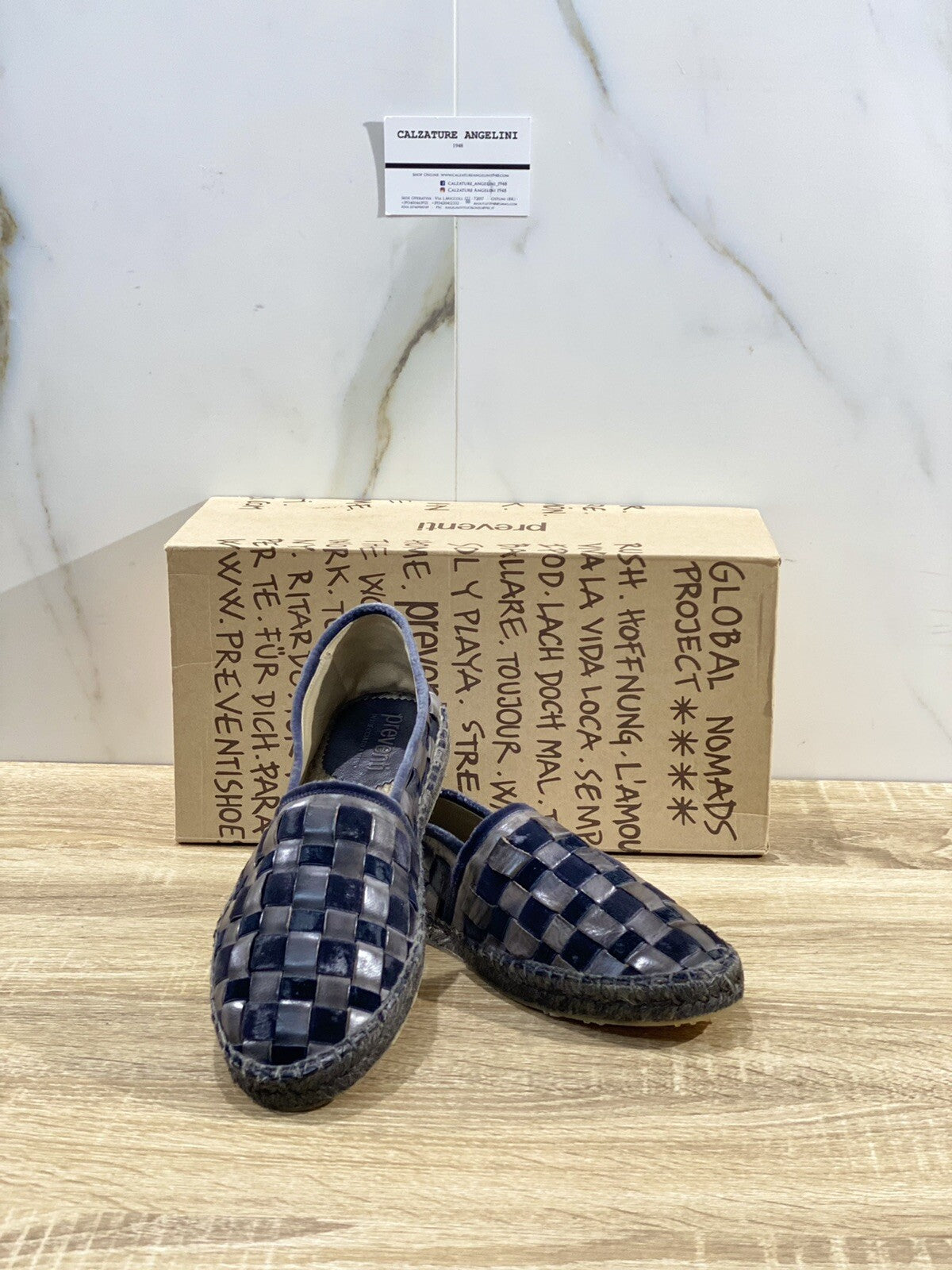 Preventi Espadrilles Uomo In Pelle Intrecciata Blu Men Shoe Preventi 40