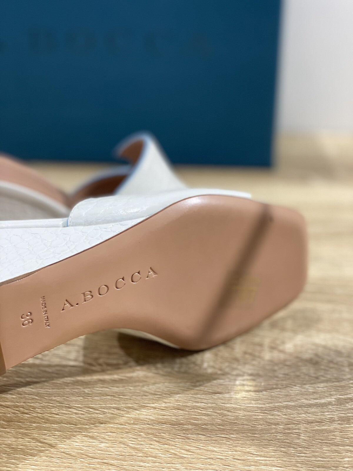 A.Bocca Sandalo Zeppa Donna Pelle Bianco luxury woman Shoe A.Bocca 36