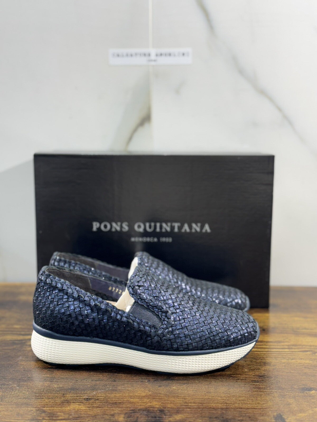 Pons Quintana Mocassino Donna Pelle Blu Handmade 35