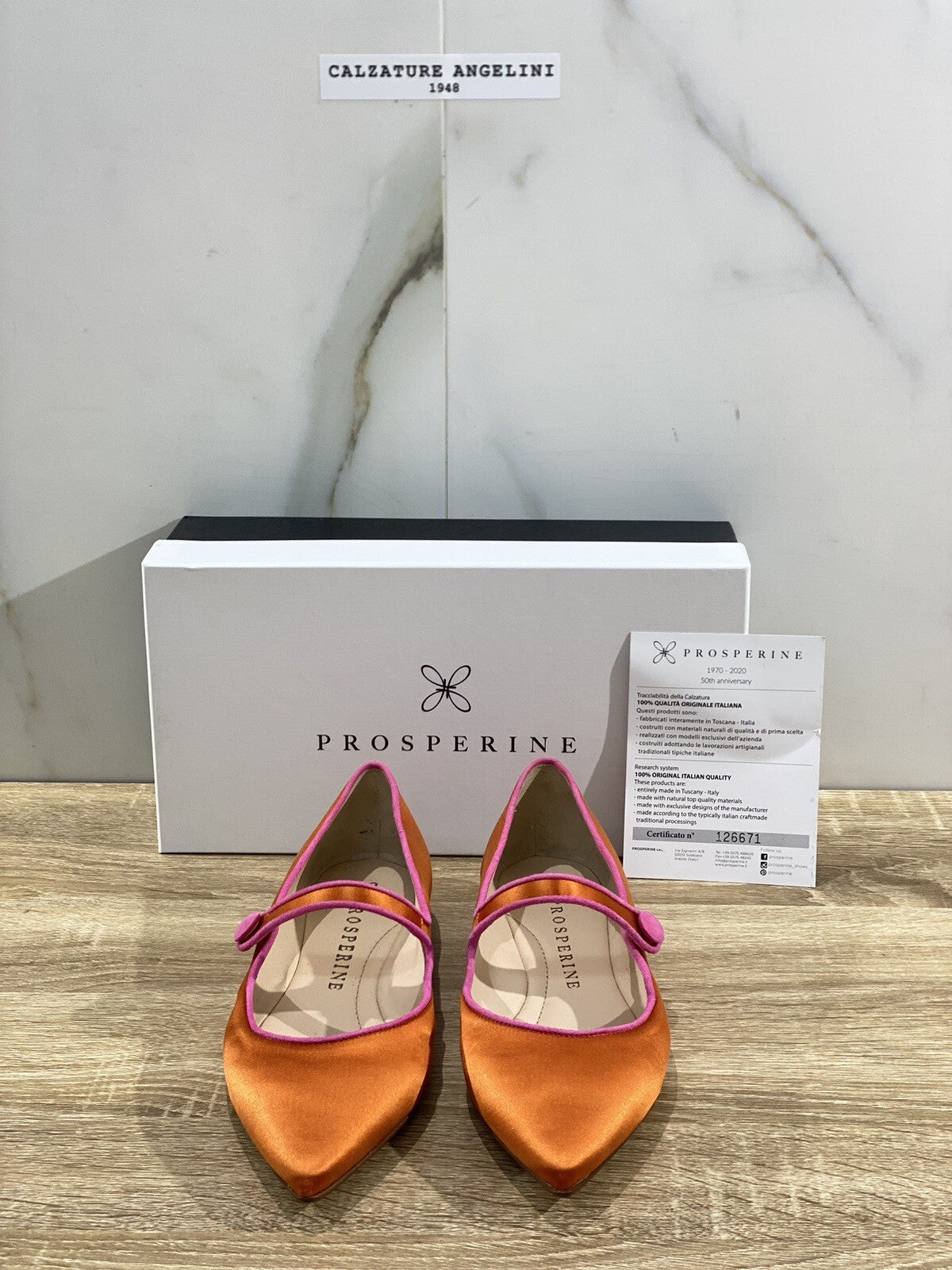 Prosperine Donna Ballerina Lavorazione Sacchetto Raso Arancio 39