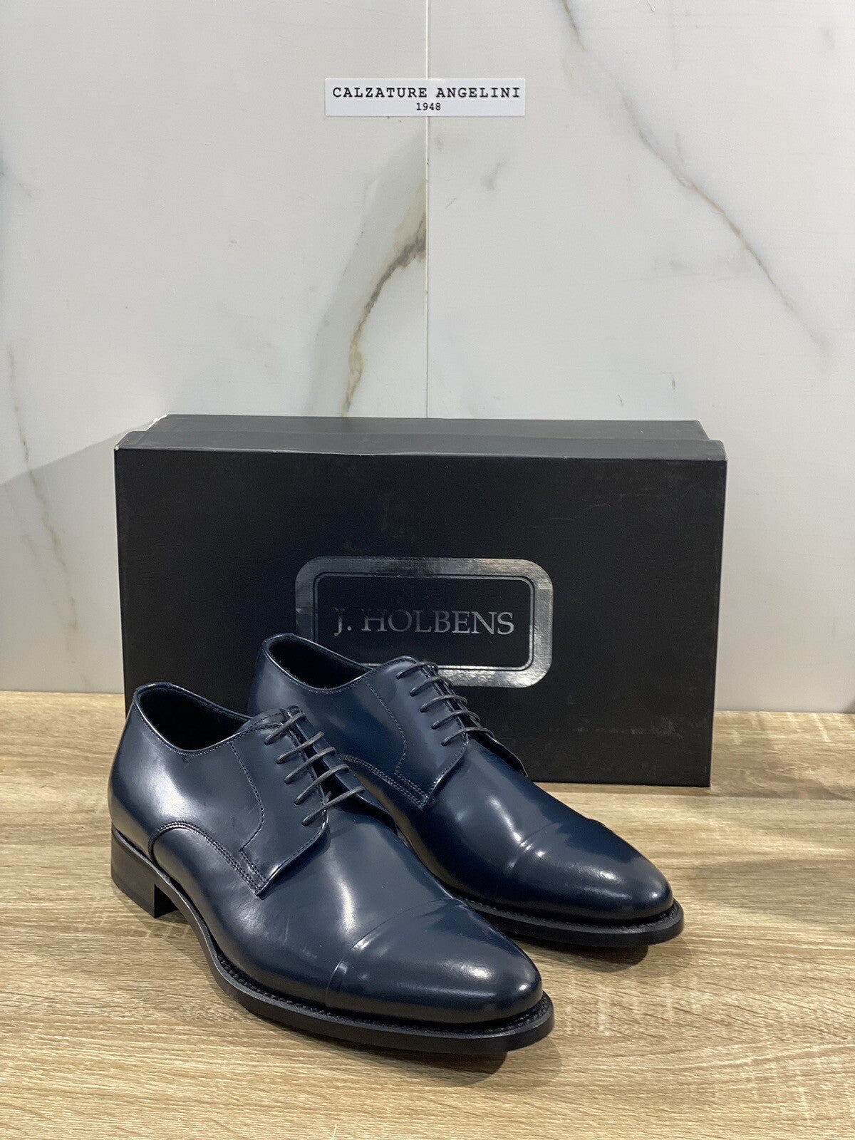 J.Holbens Oxford Uomo Pelle Blu Business Men Shoes Made In Italy Luxury 40