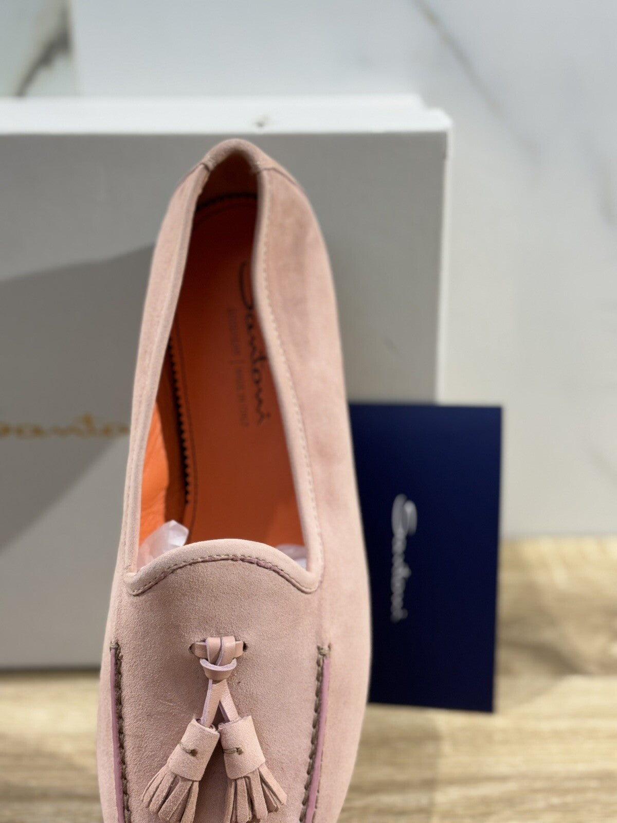 Santoni Mocassino Uomo Light Pink Suede Men Shoes Santoni Goodyear 44