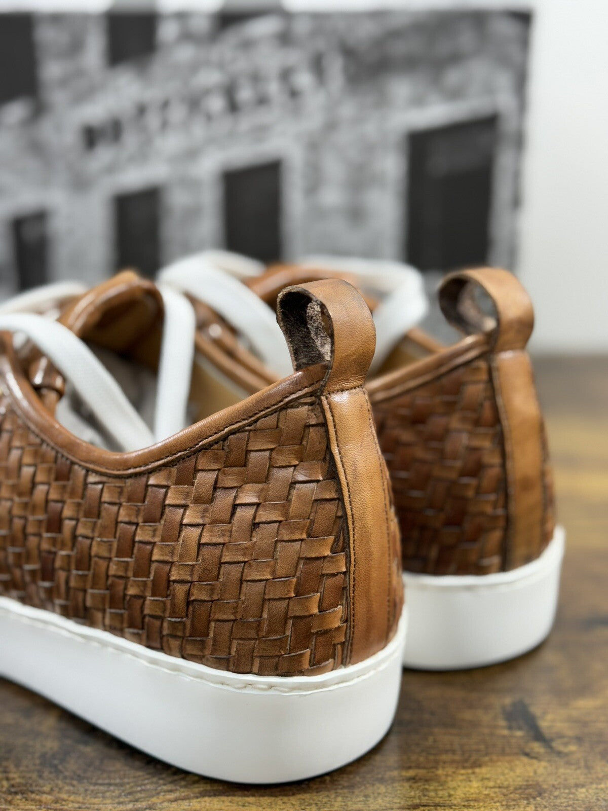 Roberto Botticelli Sneaker Uomo Pelle Intrecciata A Mano Gomma Made In Italy 40
