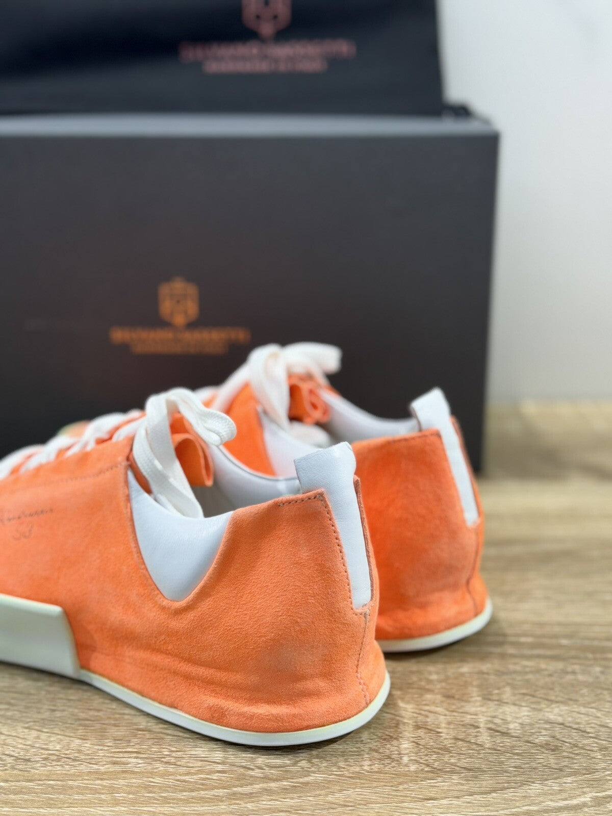 Silvano Sassetti Sneaker Donna Suede Orange Luxury Craftmanship Casual Shoes 38