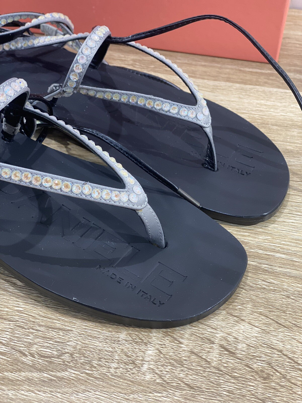 Eddy Daniele sandalo donna samuela real swarovski Grigio raso luxury 38
