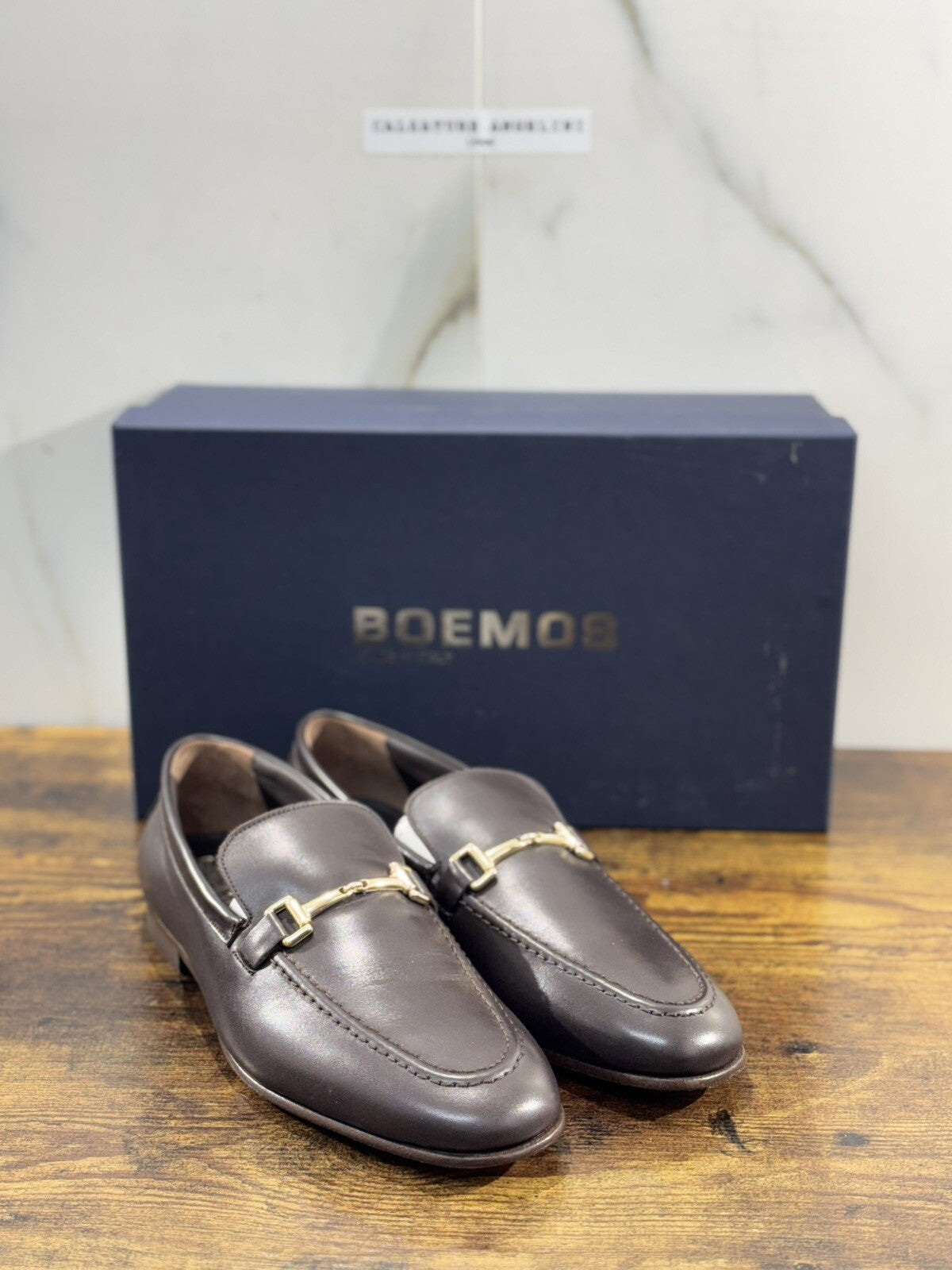 Boemos Mocassino Uomo Fondo Cuoio Cucito Marrone Made In Italy 43