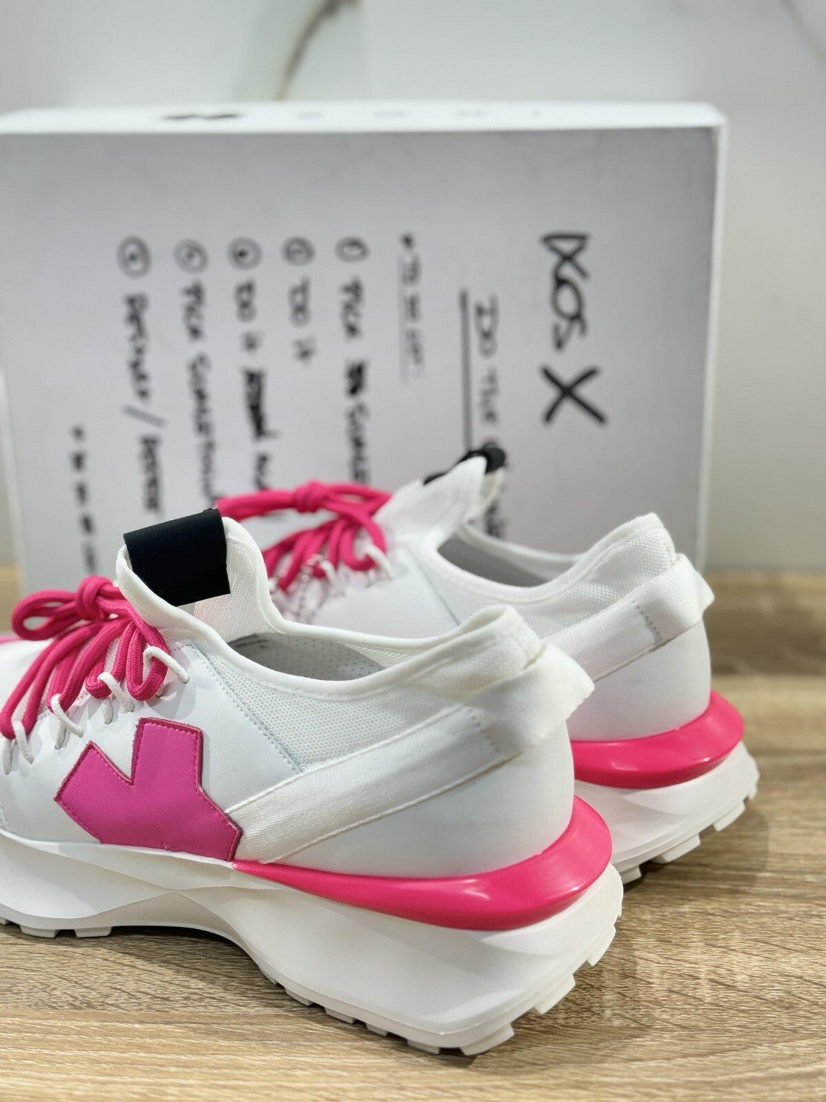 Ixos Sneaker Running Donna Pelle Bianca Fucsia Casual Extra Light 41