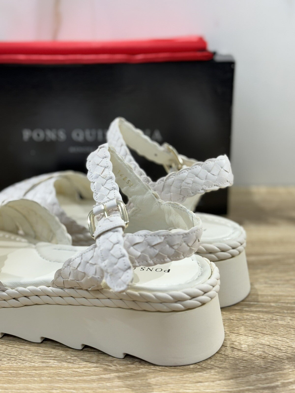 Pons Quintana Sandalo Donna Alexia Pelle Bianco Handmade Zeppa 40