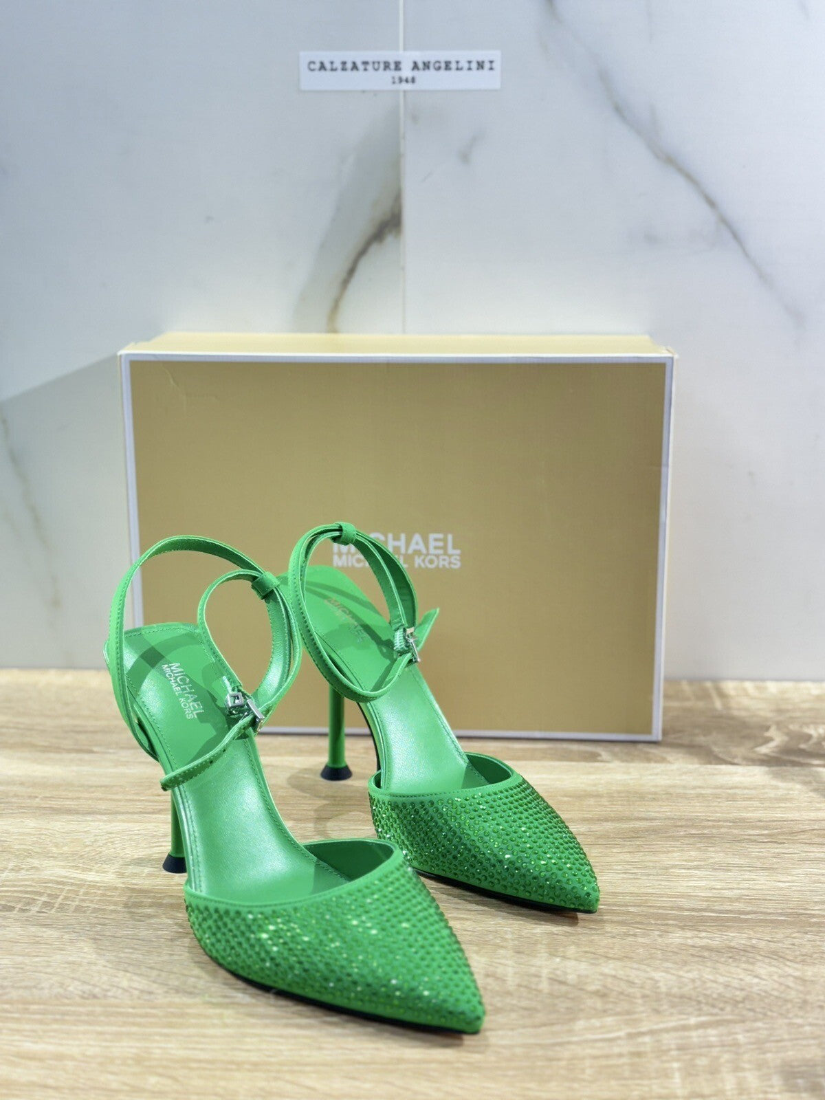 Michael Kors Imani Pump Sandalo Donna Verde Strass Michael Kors Shoes Woman 38