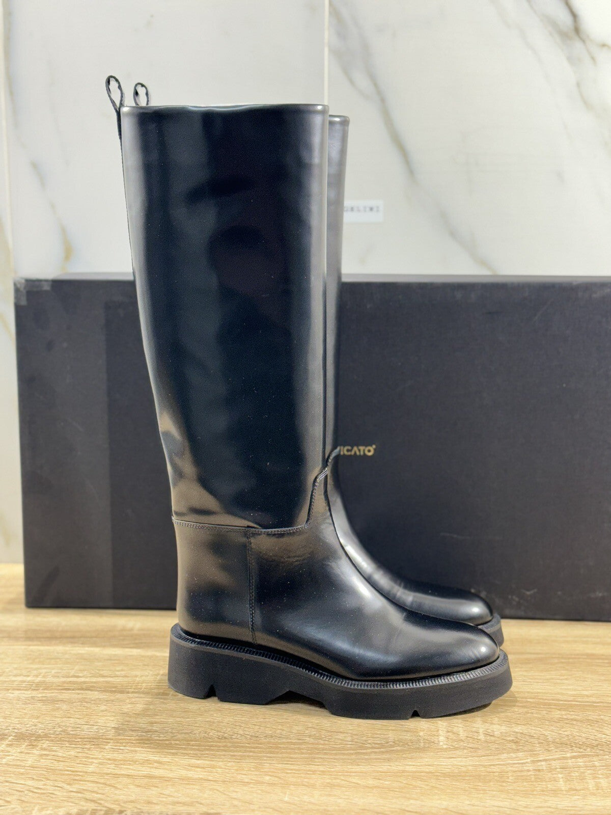 Angelo Bervicato Stivale Donna Pelle Nera Luxury Handmade Boot Extra Light 38