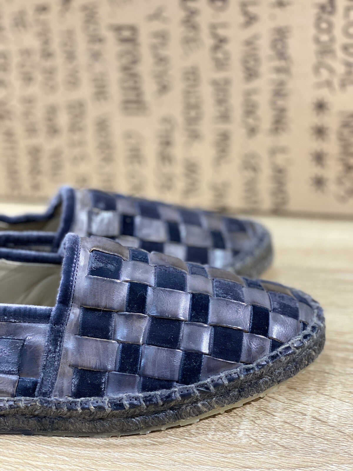 Preventi Espadrilles Uomo In Pelle Intrecciata Blu Men Shoe Preventi 40