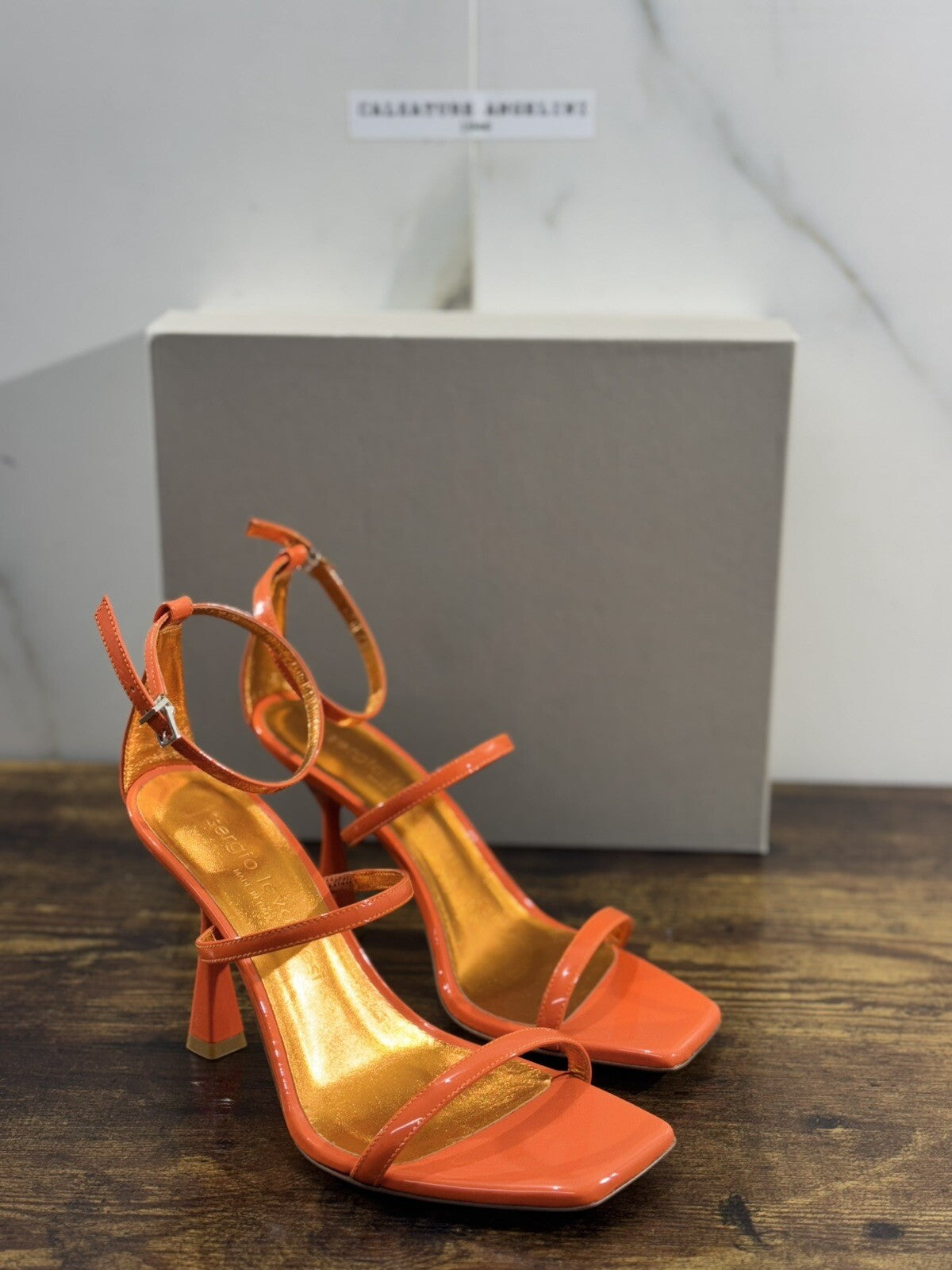 Sergio Levantesi Sandalo Donna Telen Arancio Luxury Woman Sandal 37.5