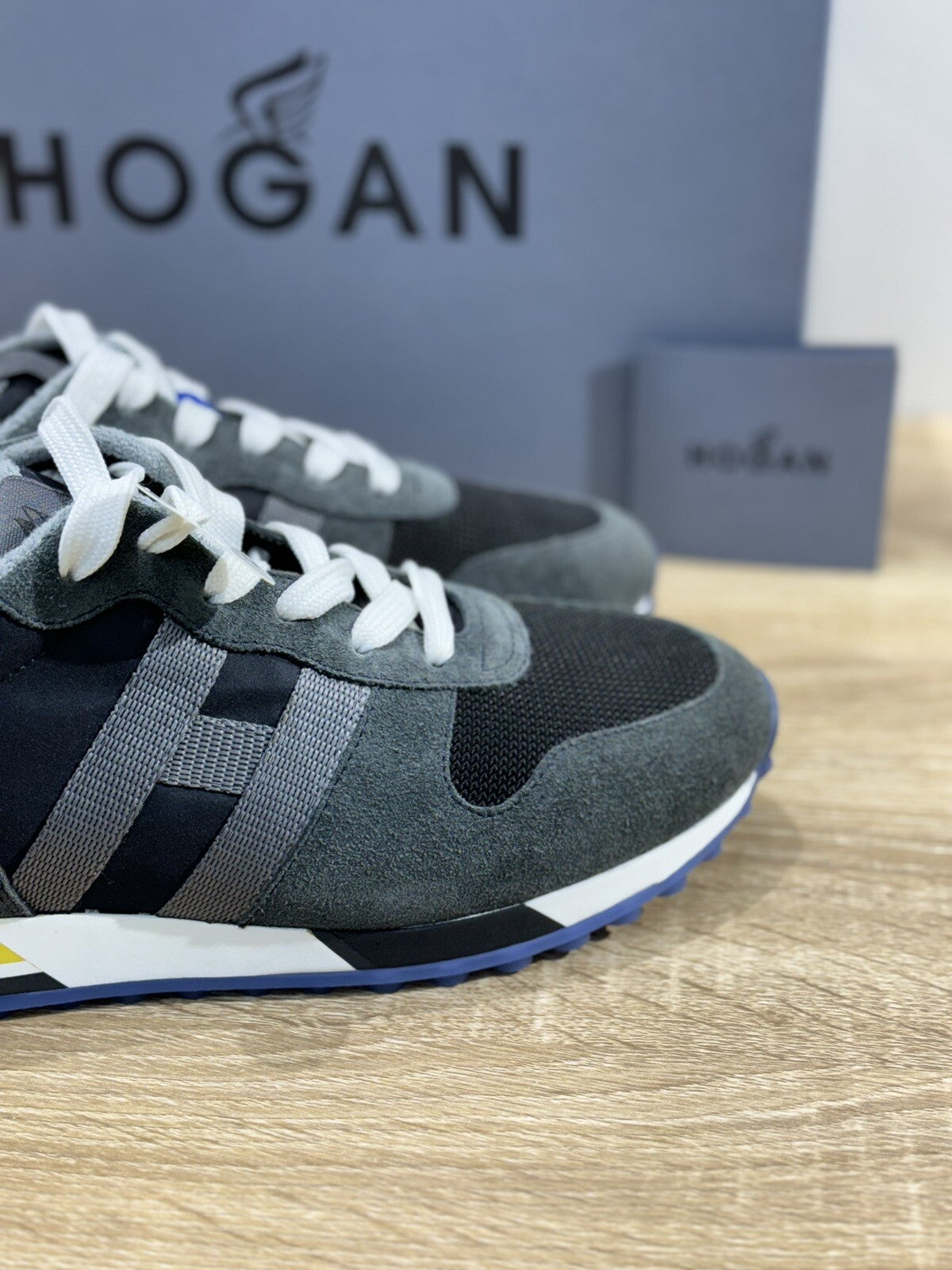 Hogan H383 sneaker uomo retro running Blu hogan luxury men shoes 40